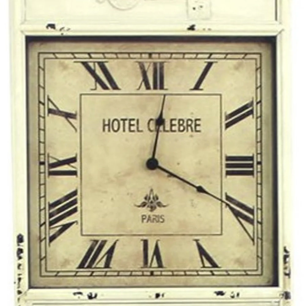Off White Vintage Look Magazine Rack With Clock By Homeroots - Image 3