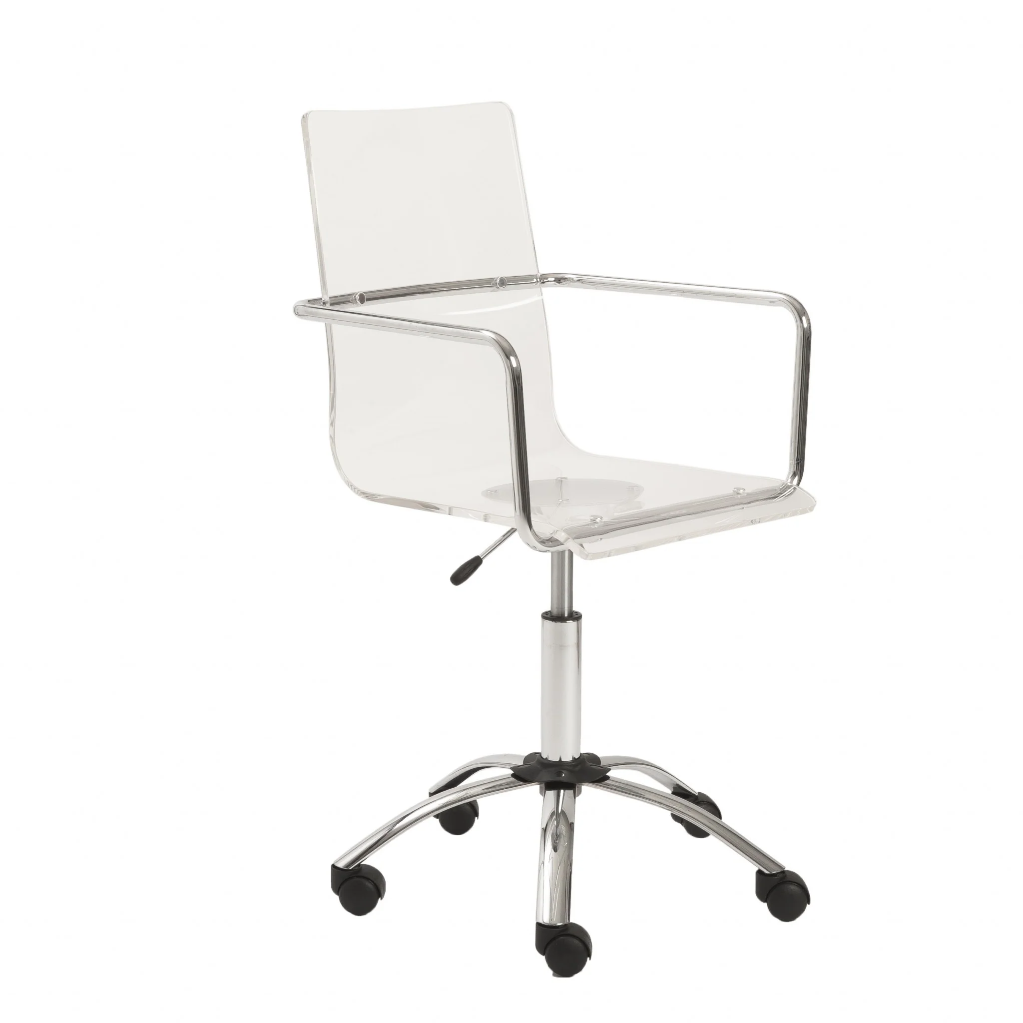Office Chair in Clear with Chromed Steel Base By Homeroots - Image 2
