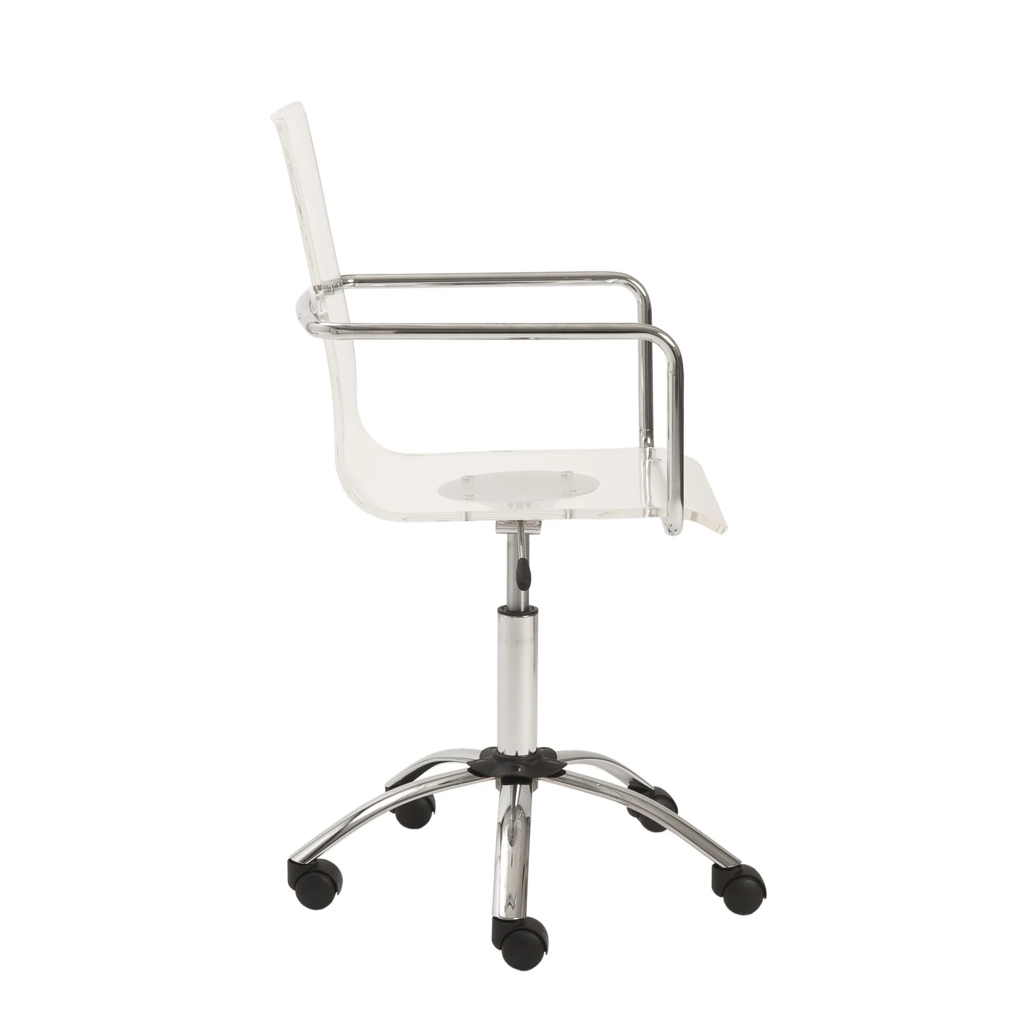 Office Chair in Clear with Chromed Steel Base By Homeroots - Image 3