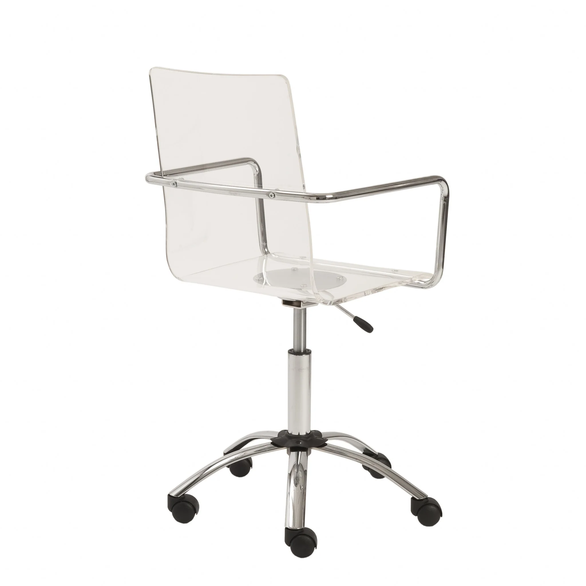 Office Chair in Clear with Chromed Steel Base By Homeroots - Image 4