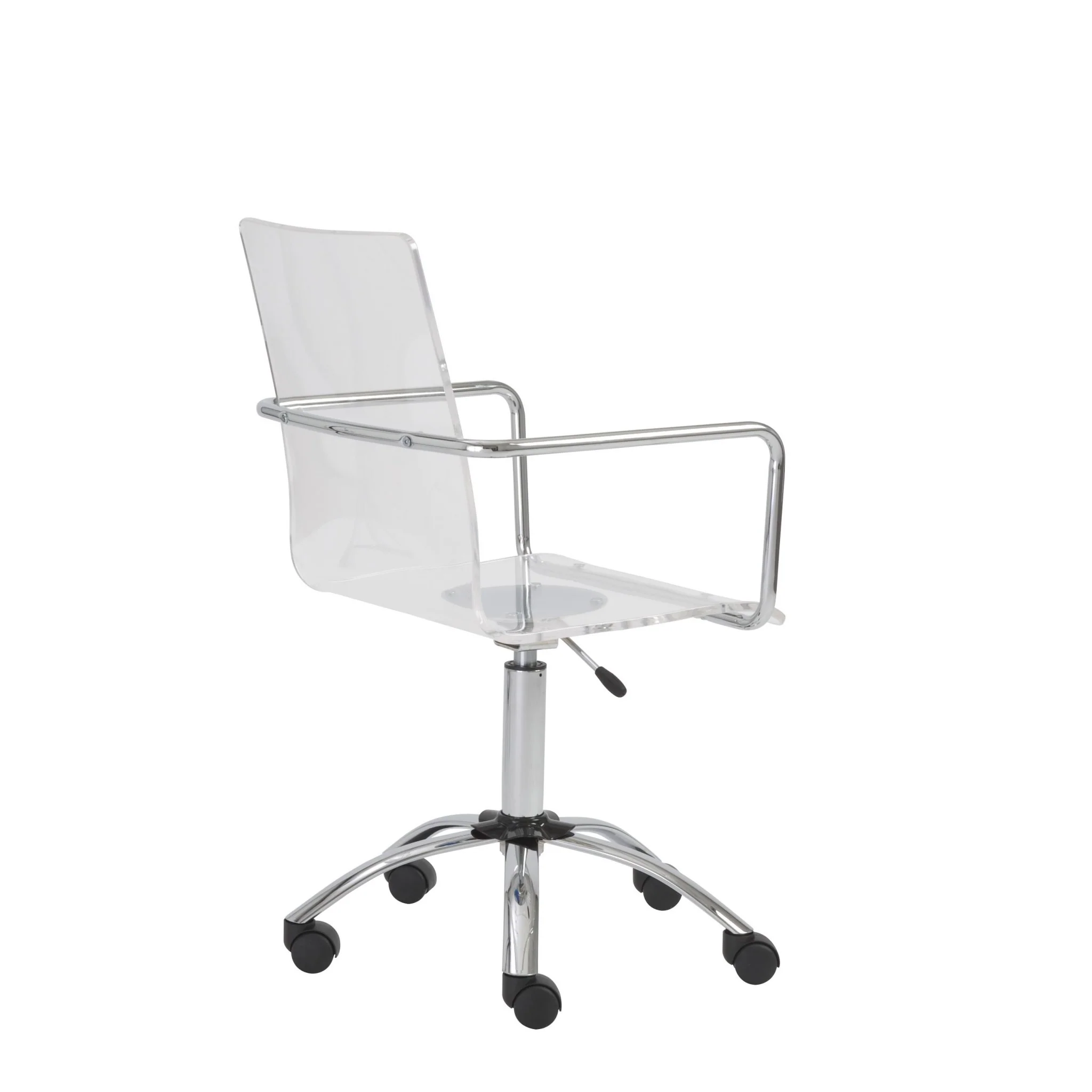 Office Chair in Clear with Chromed Steel Base By Homeroots - Image 6