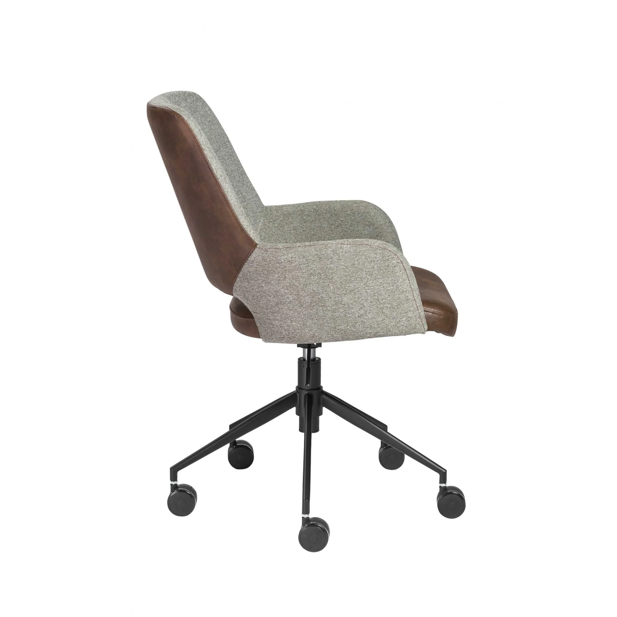 Office Chair in Gray Fabric and Light Brown Leatherette with Black Base By Homeroots - Image 3