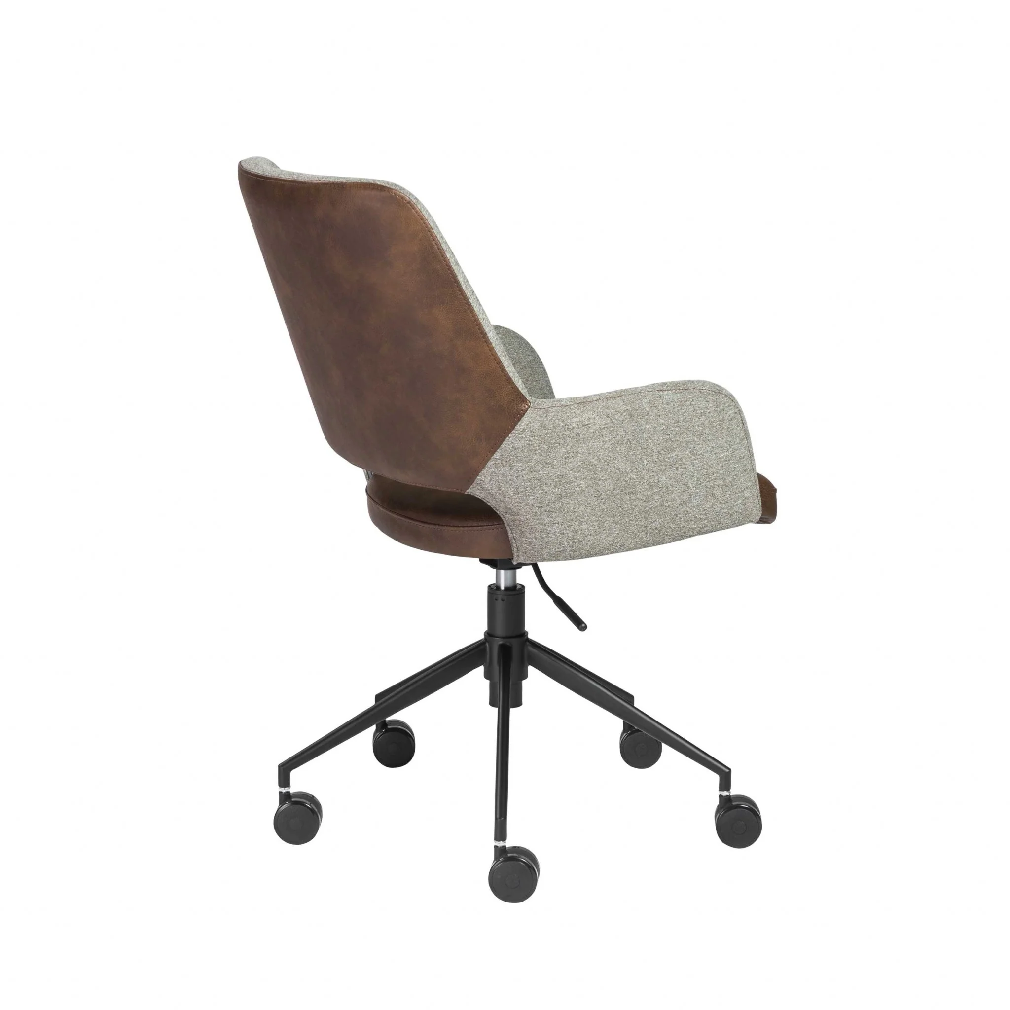 Office Chair in Gray Fabric and Light Brown Leatherette with Black Base By Homeroots - Image 4