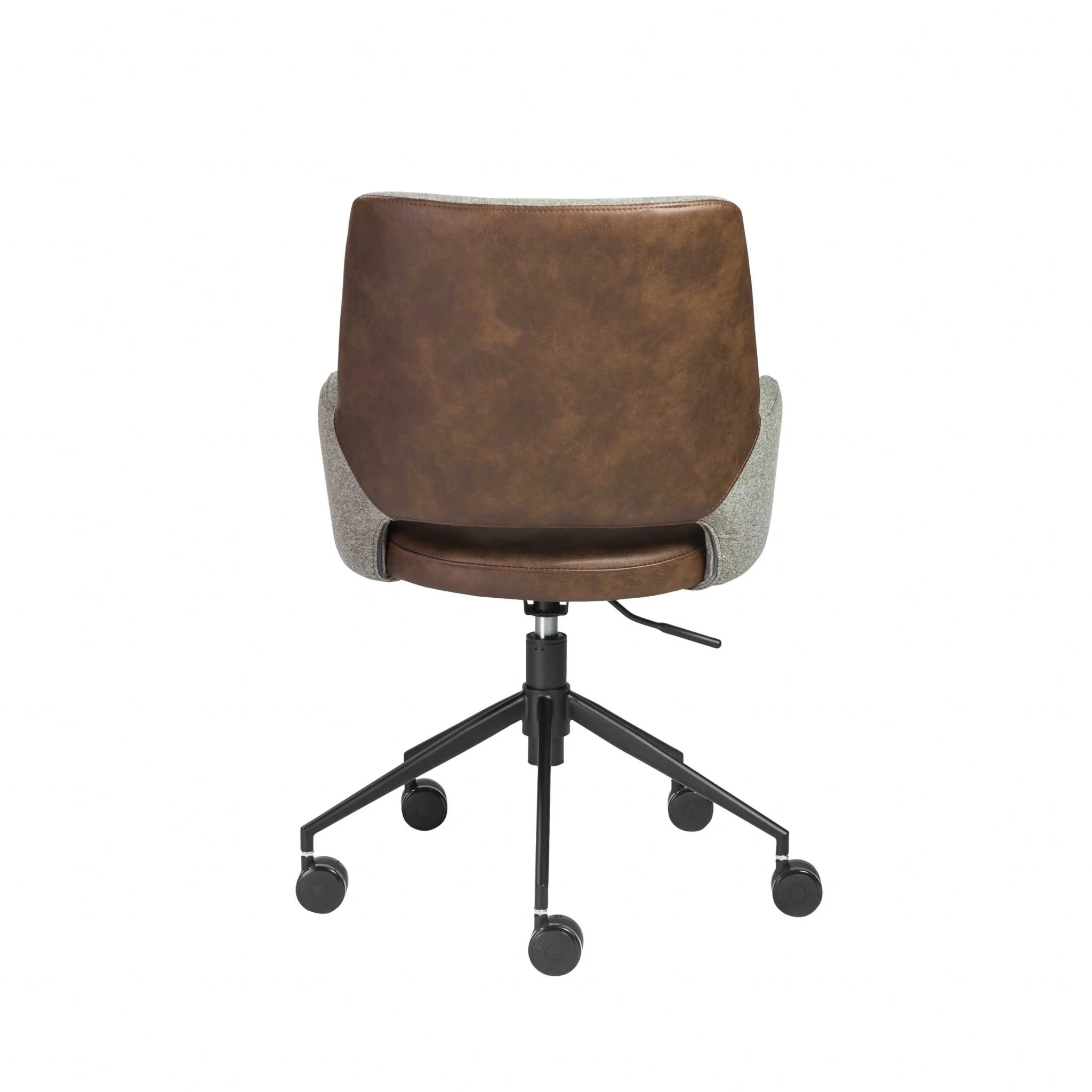 Office Chair in Gray Fabric and Light Brown Leatherette with Black Base By Homeroots - Image 5