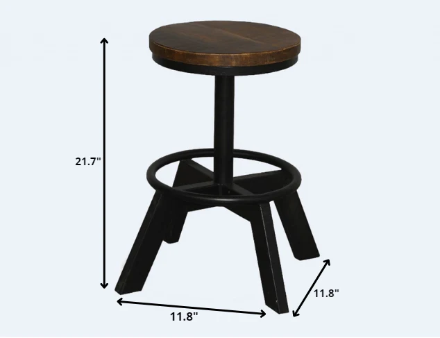Old School Industrial Dark Wood Stool By Homeroots - Image 5