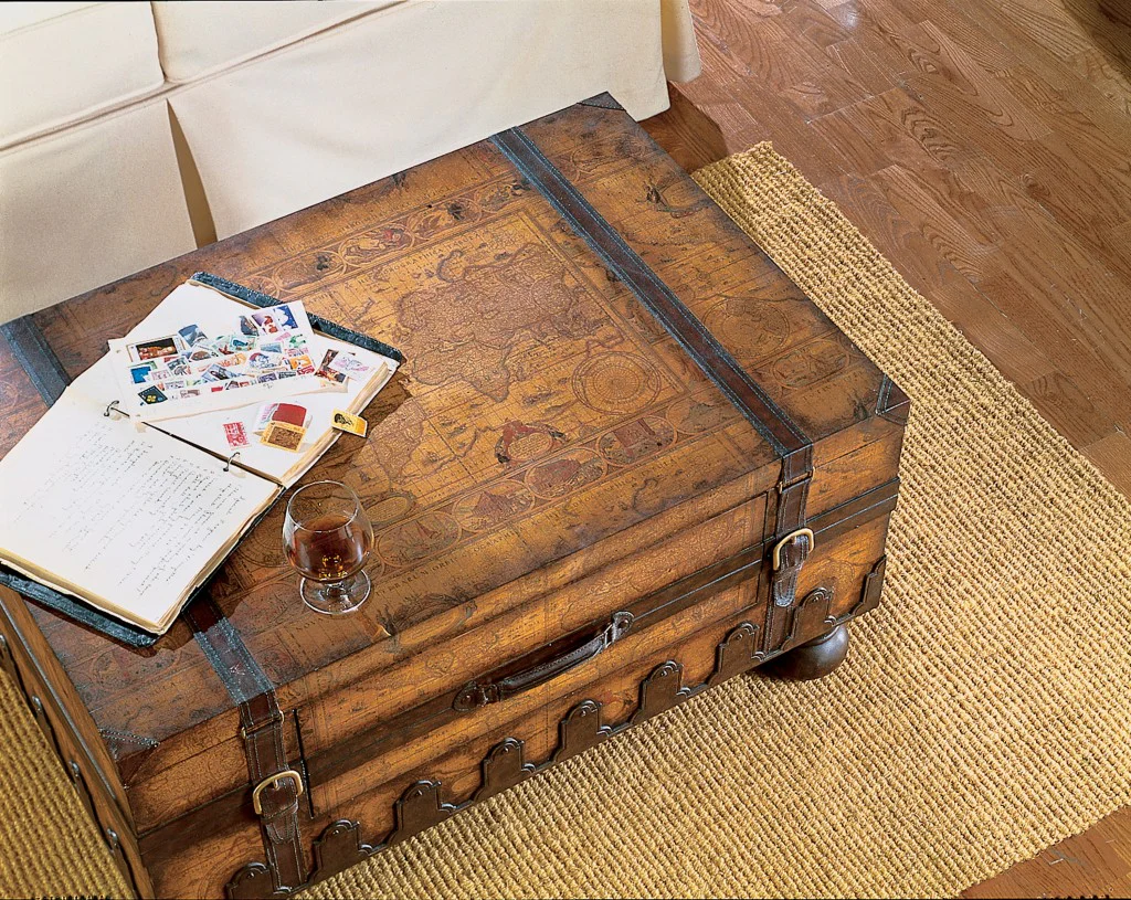 Old World Vintage Style Map Coffee Table By Homeroots - Image 2