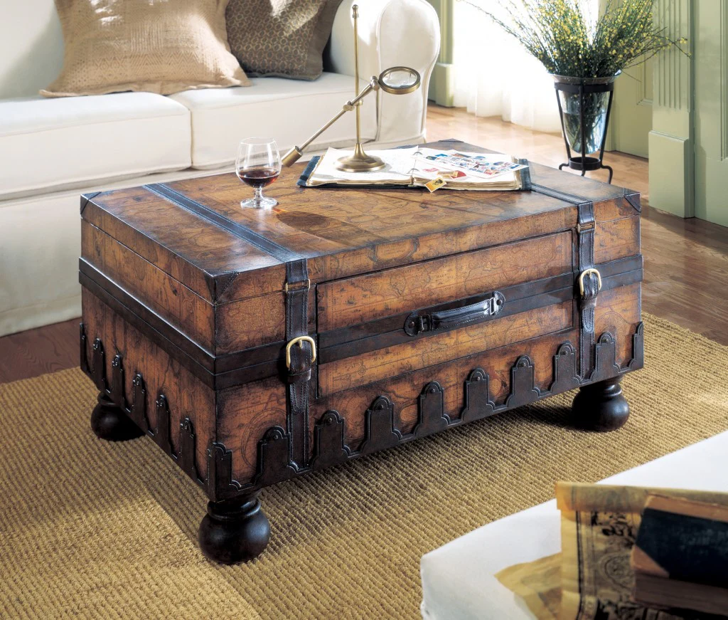 Old World Vintage Style Map Coffee Table By Homeroots - Image 5