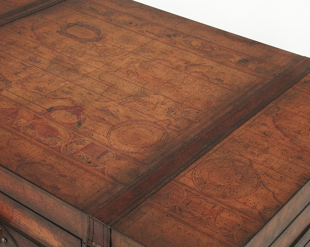 Old World Vintage Style Map Coffee Table By Homeroots - Image 7