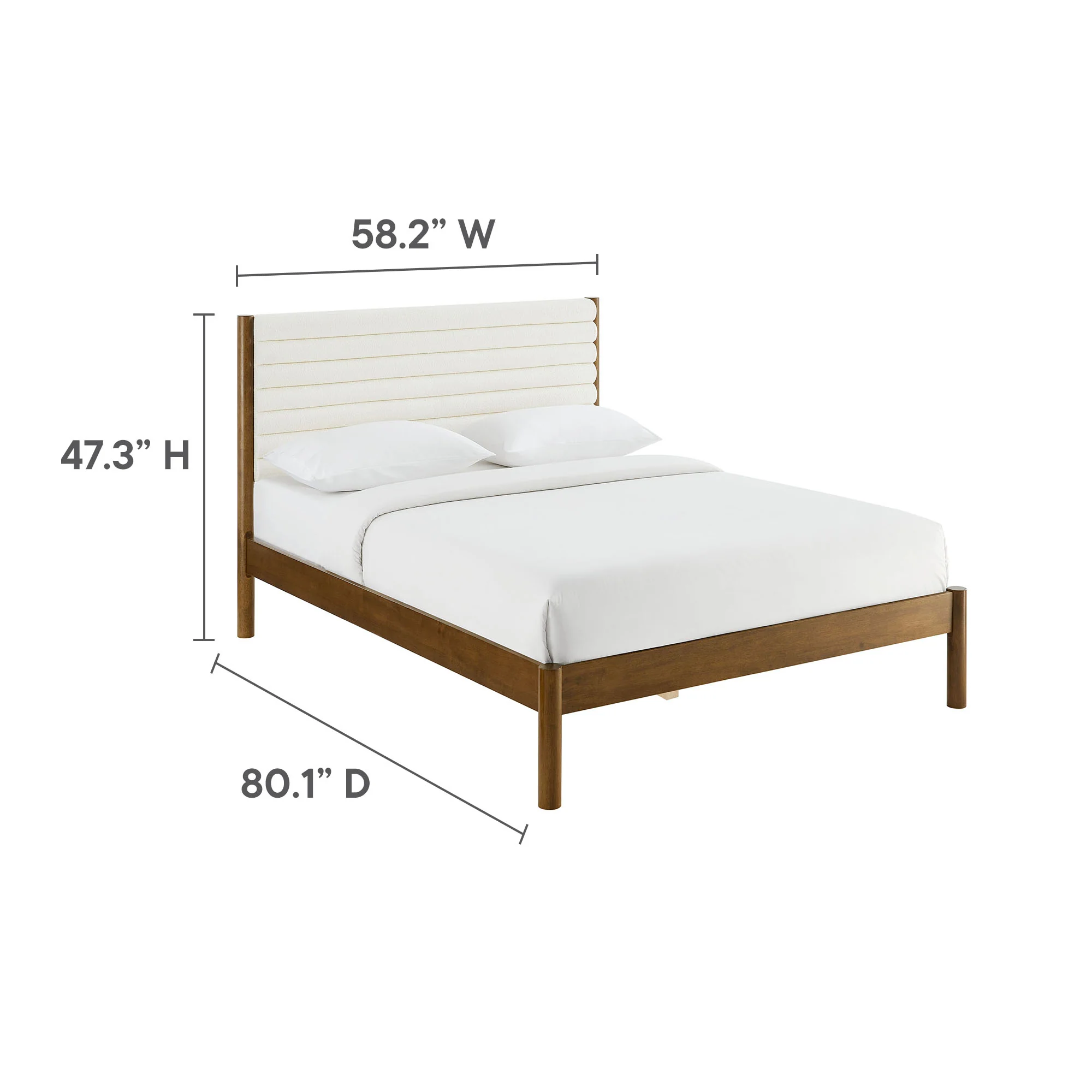 Olea Channel Tufted Boucle Solid Wood Full Platform Bed by Modway - Image 18