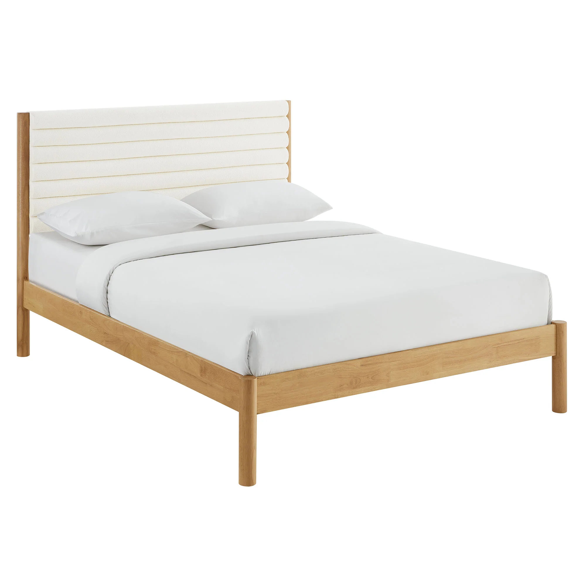Olea Channel Tufted Boucle Solid Wood Full Platform Bed by Modway - Image 2