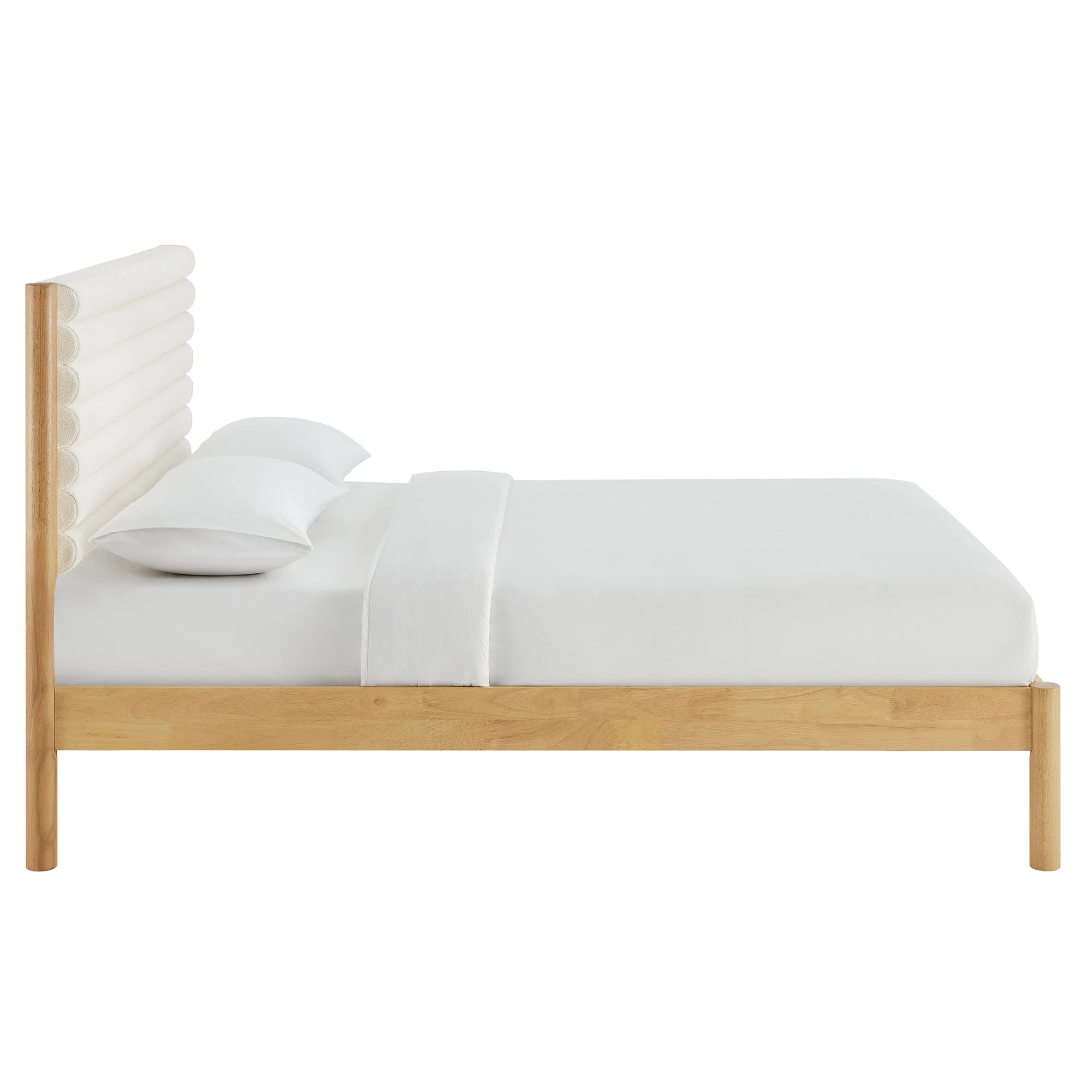 Olea Channel Tufted Boucle Solid Wood Full Platform Bed by Modway - Image 4