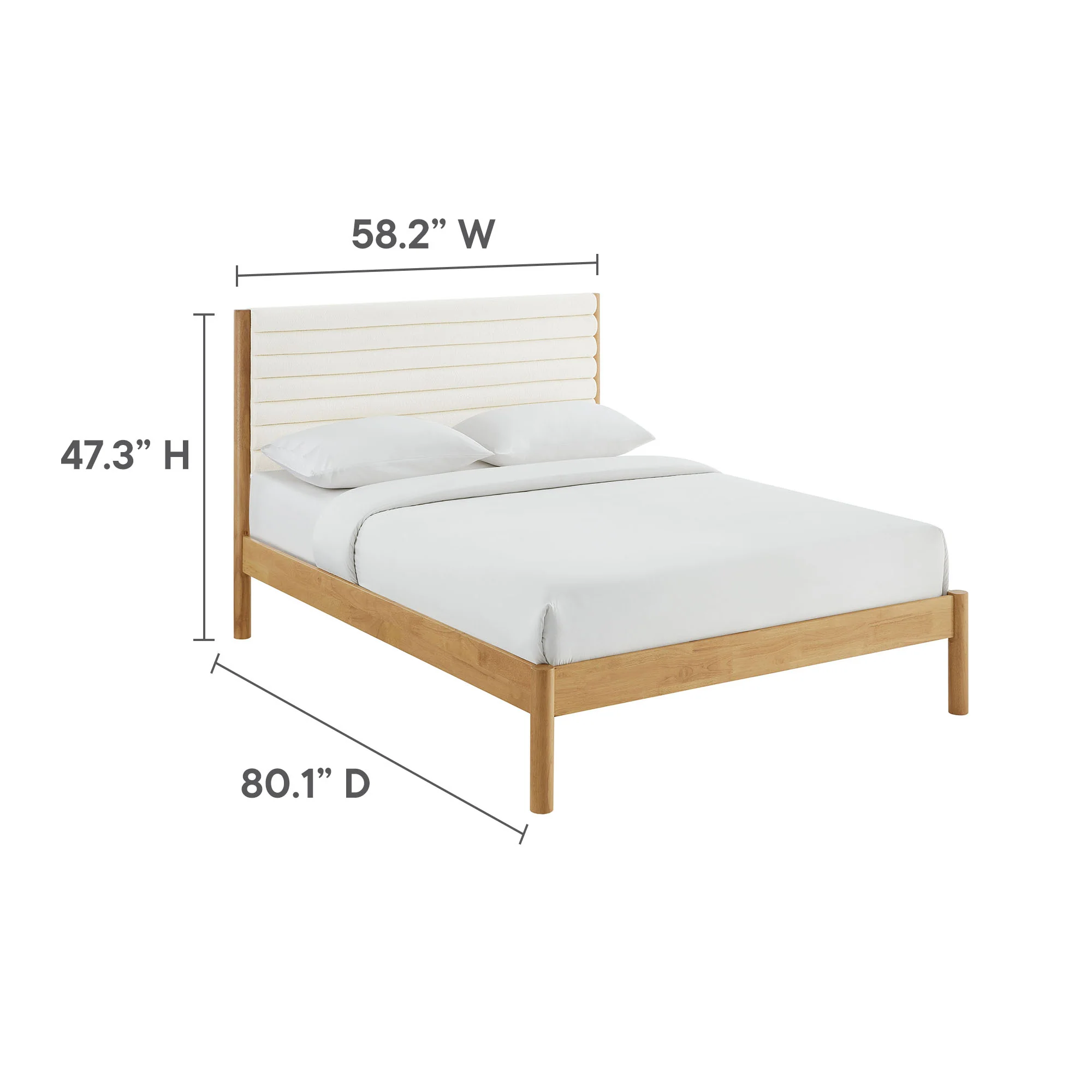 Olea Channel Tufted Boucle Solid Wood Full Platform Bed by Modway - Image 9