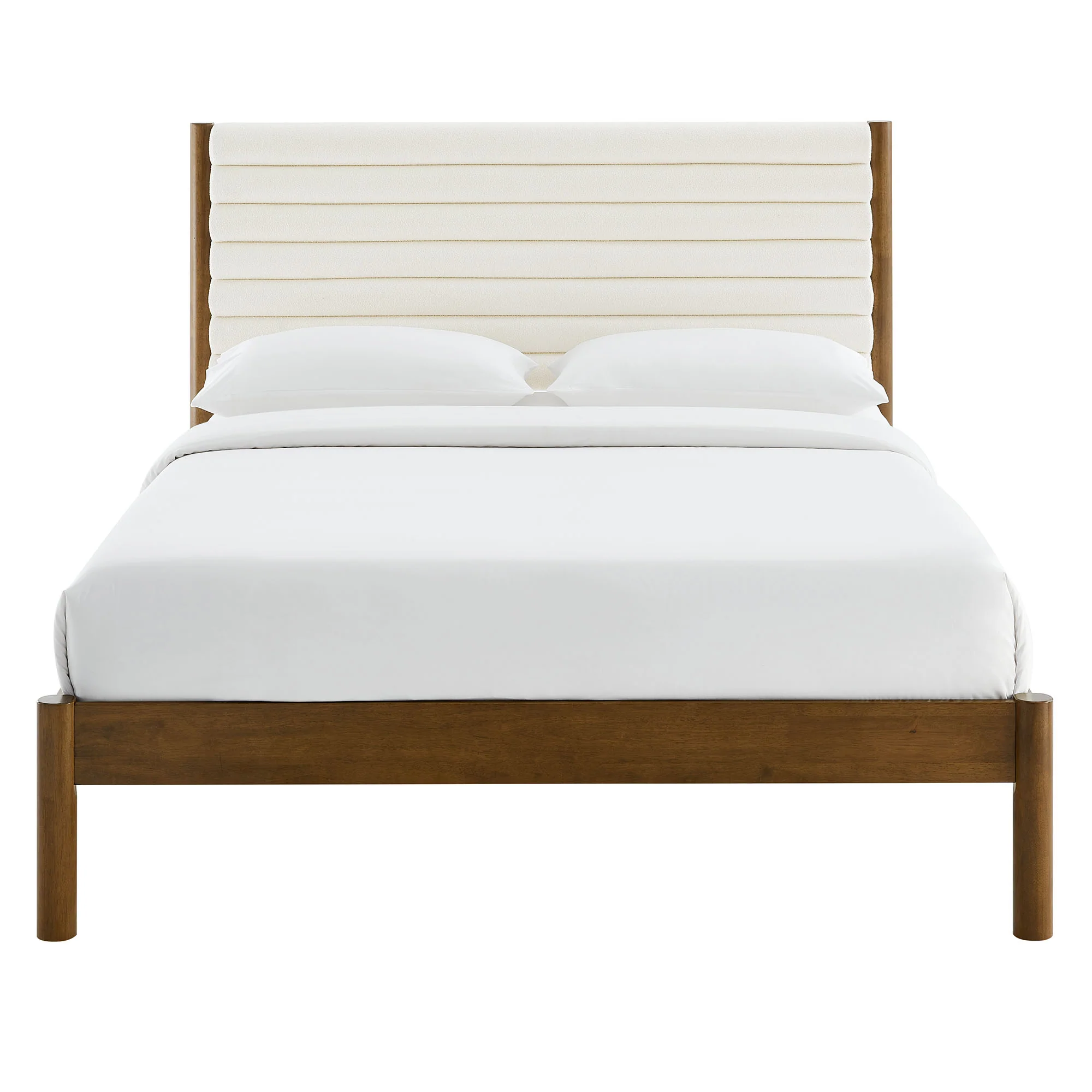 Olea Channel Tufted Boucle Solid Wood King Platform Bed by Modway - Image 13