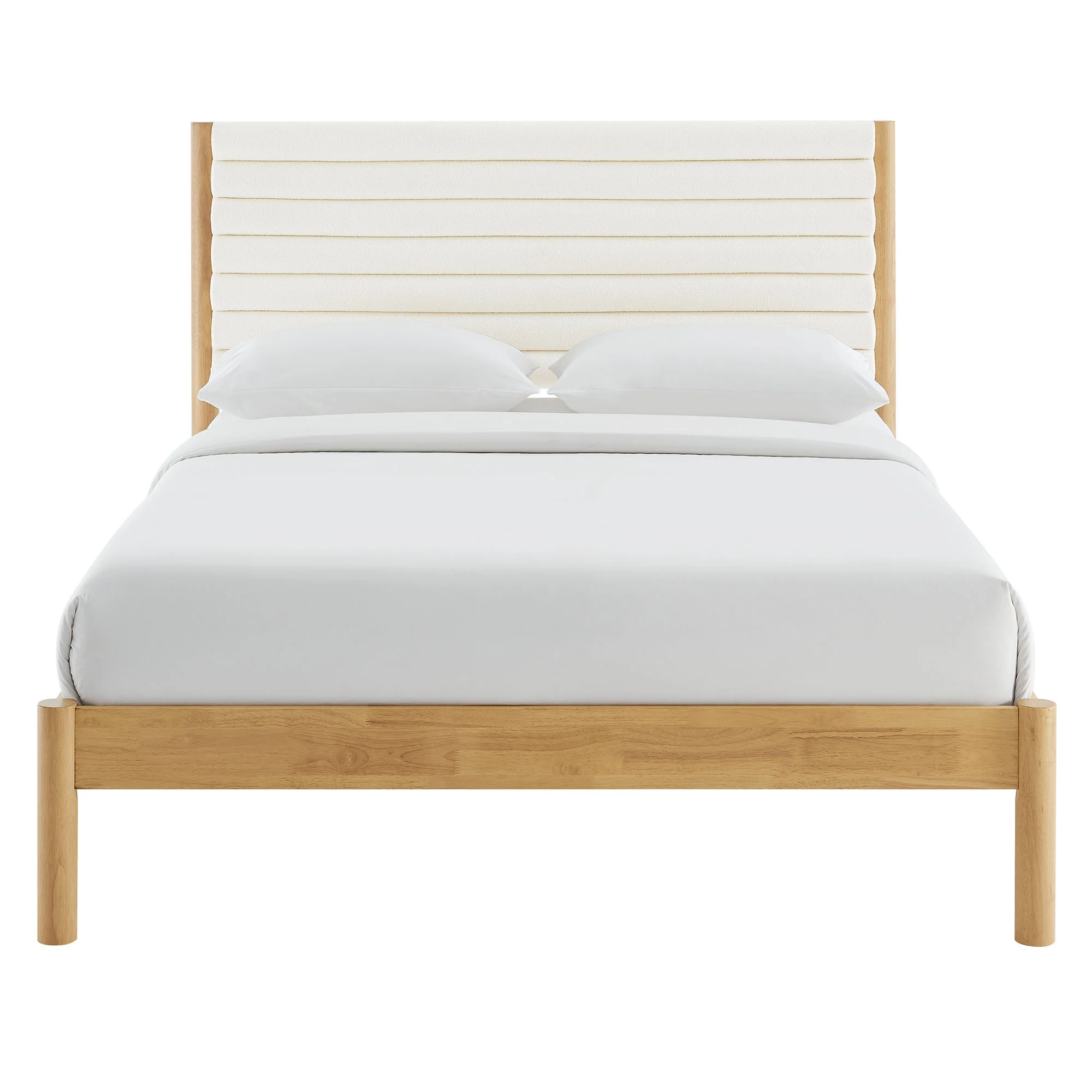 Olea Channel Tufted Boucle Solid Wood King Platform Bed by Modway - Image 5
