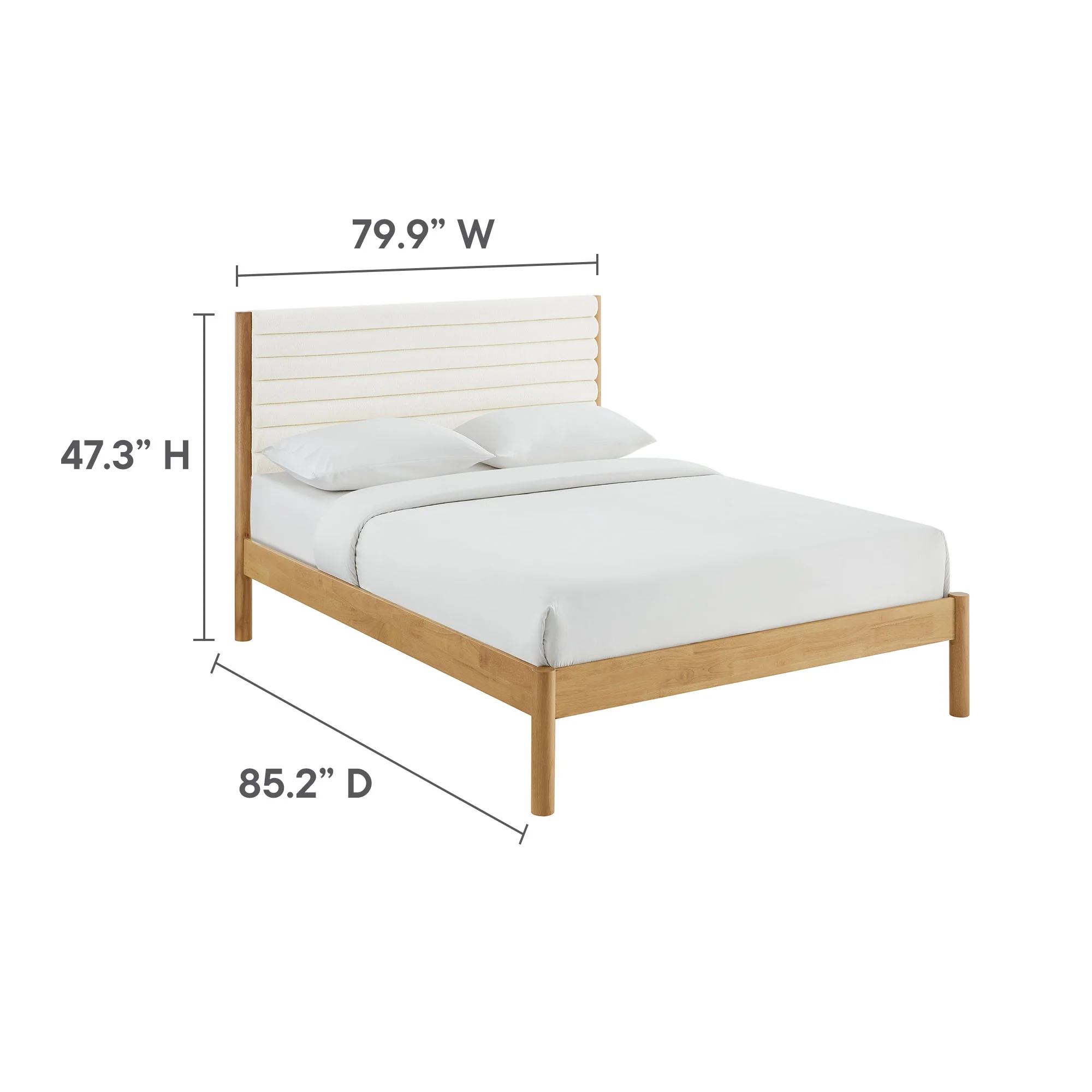 Olea Channel Tufted Boucle Solid Wood King Platform Bed by Modway - Image 9