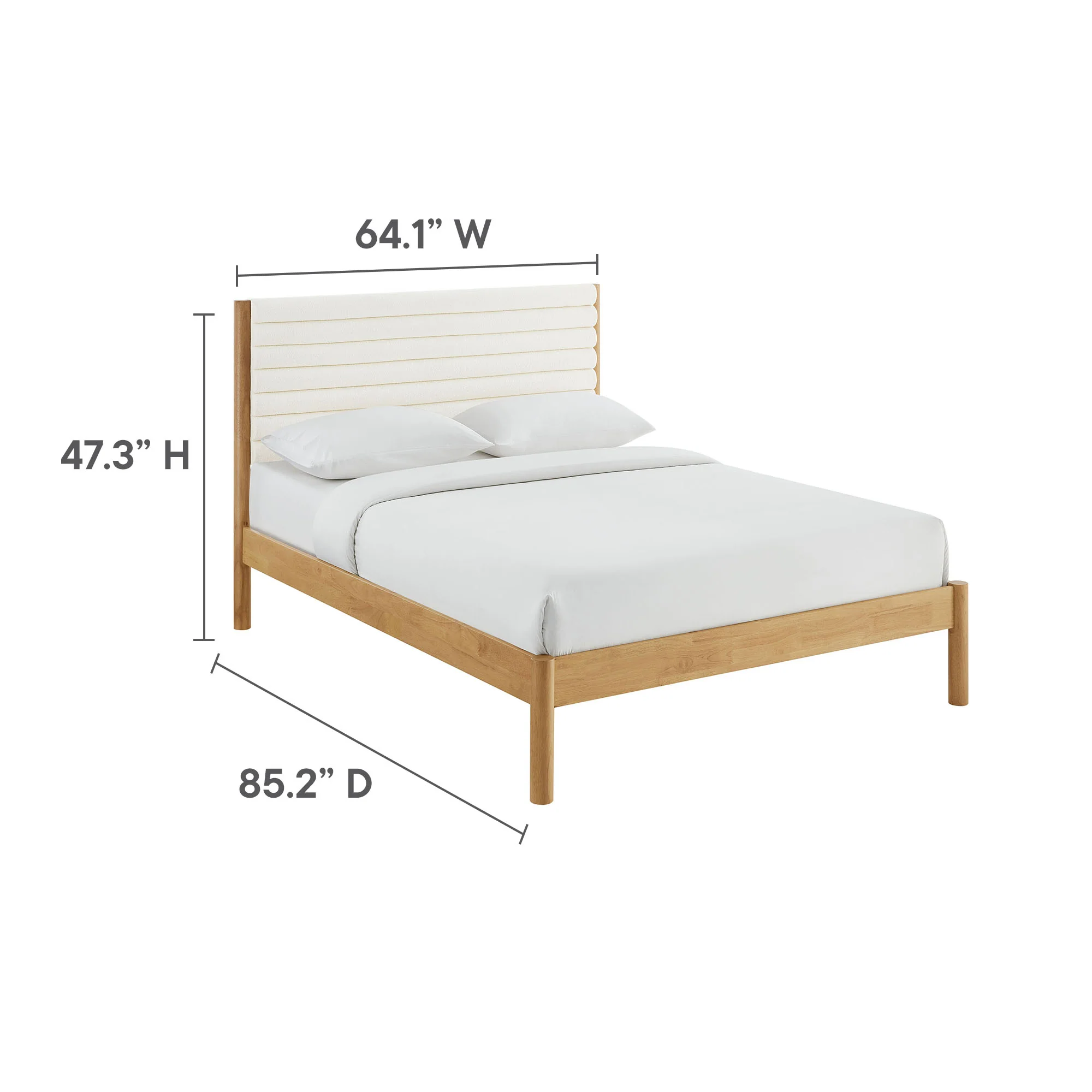 Olea Channel Tufted Boucle Solid Wood Queen Platform Bed by Modway - Image 9