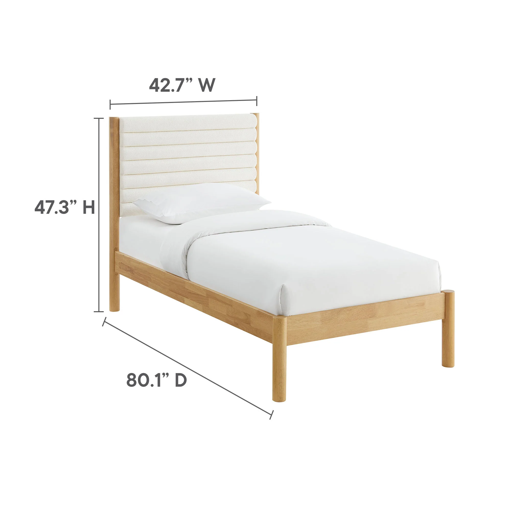 Olea Channel Tufted Boucle Solid Wood Twin Platform Bed by Modway - Image 10