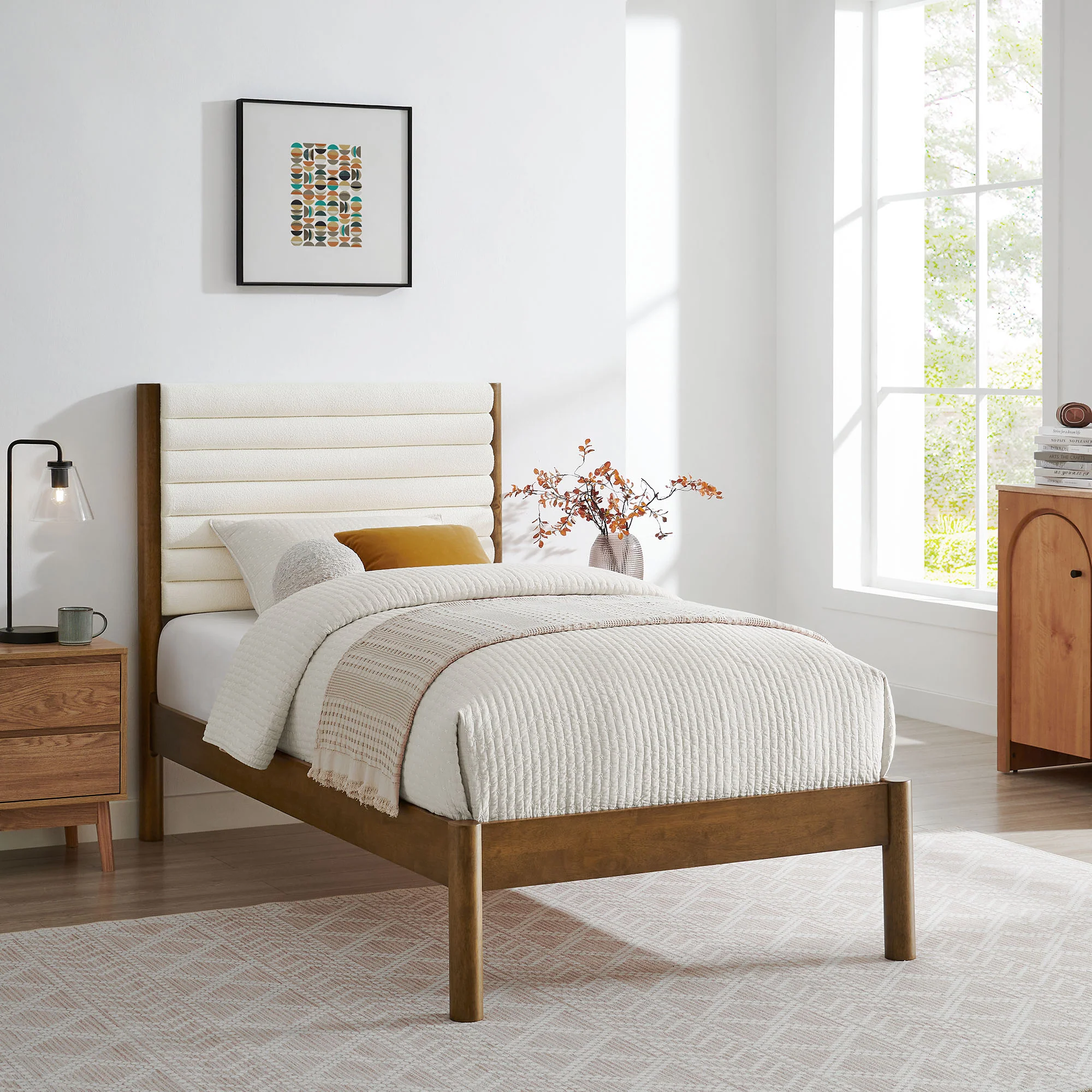Olea Channel Tufted Boucle Solid Wood Twin Platform Bed by Modway - Image 18