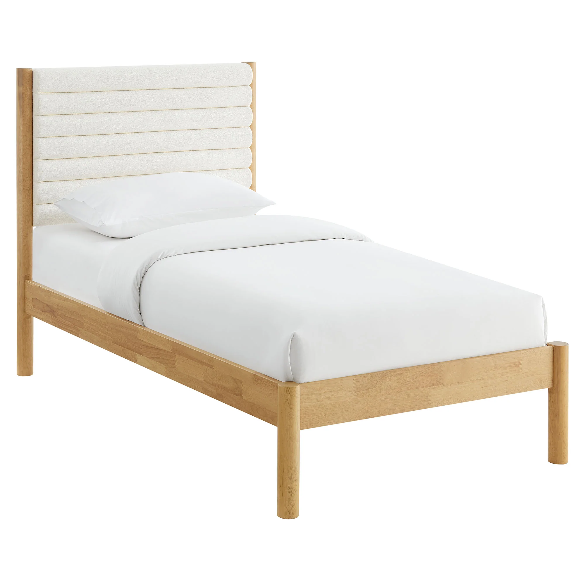Olea Channel Tufted Boucle Solid Wood Twin Platform Bed by Modway - Image 2