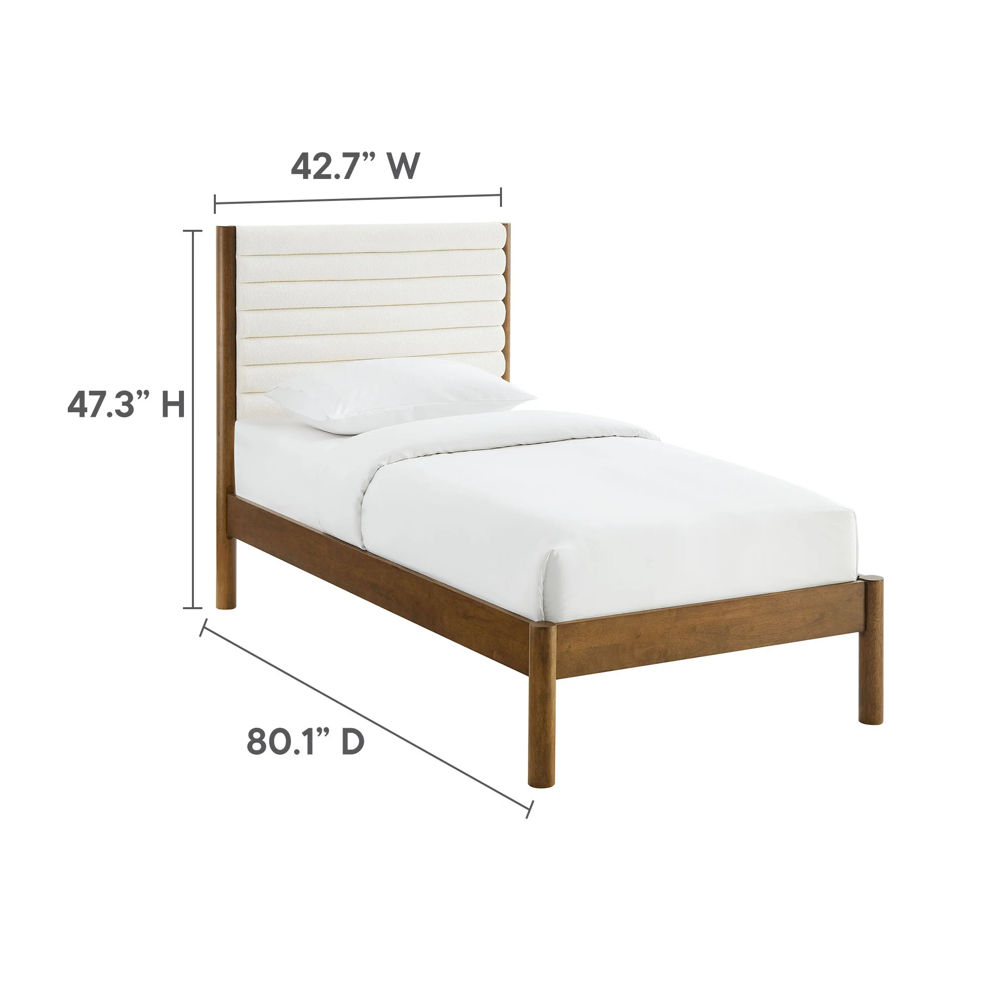 Olea Channel Tufted Boucle Solid Wood Twin Platform Bed by Modway - Image 20