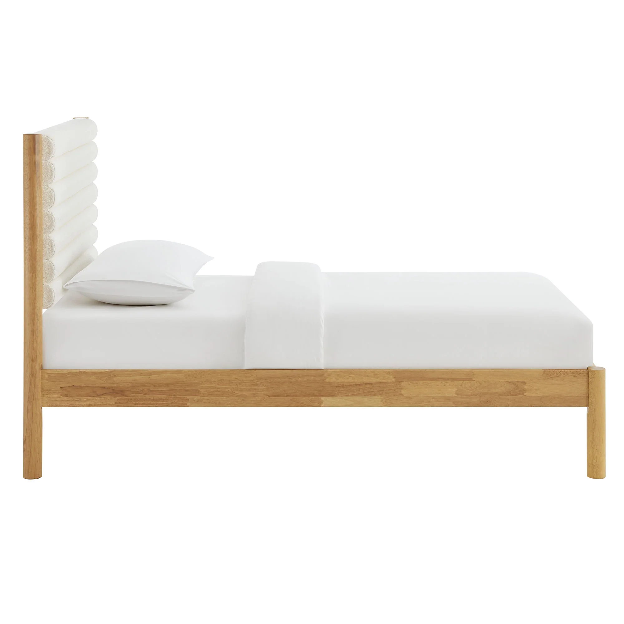 Olea Channel Tufted Boucle Solid Wood Twin Platform Bed by Modway - Image 4