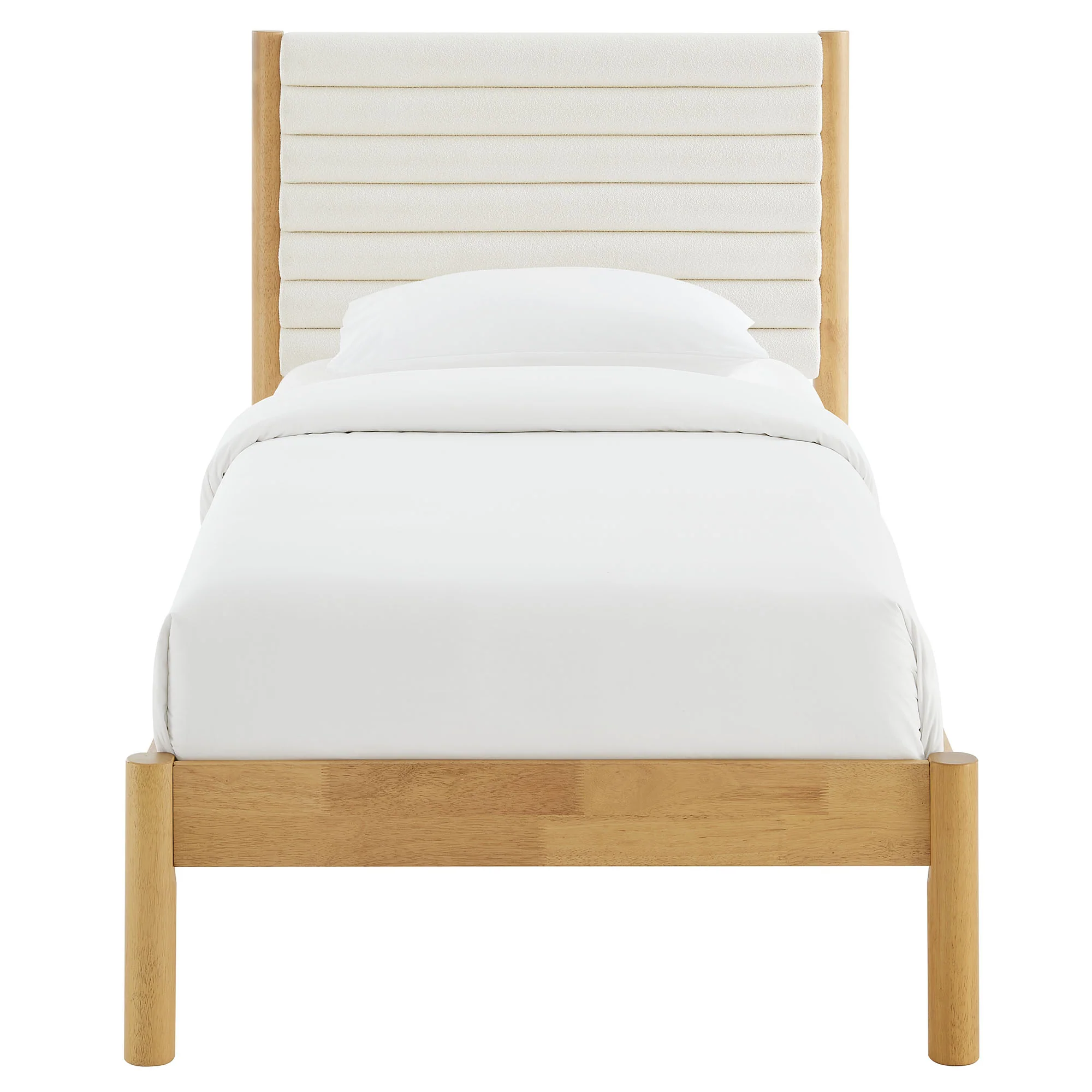 Olea Channel Tufted Boucle Solid Wood Twin Platform Bed by Modway - Image 5