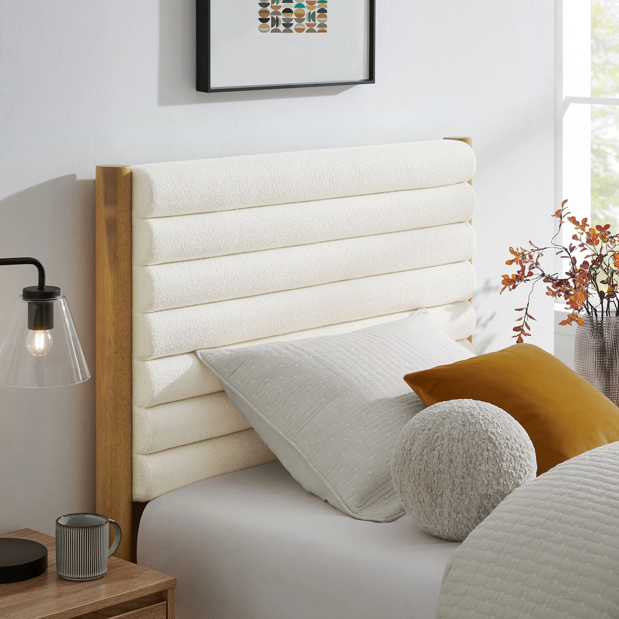Olea Channel Tufted Boucle Solid Wood Twin Platform Bed by Modway - Image 8