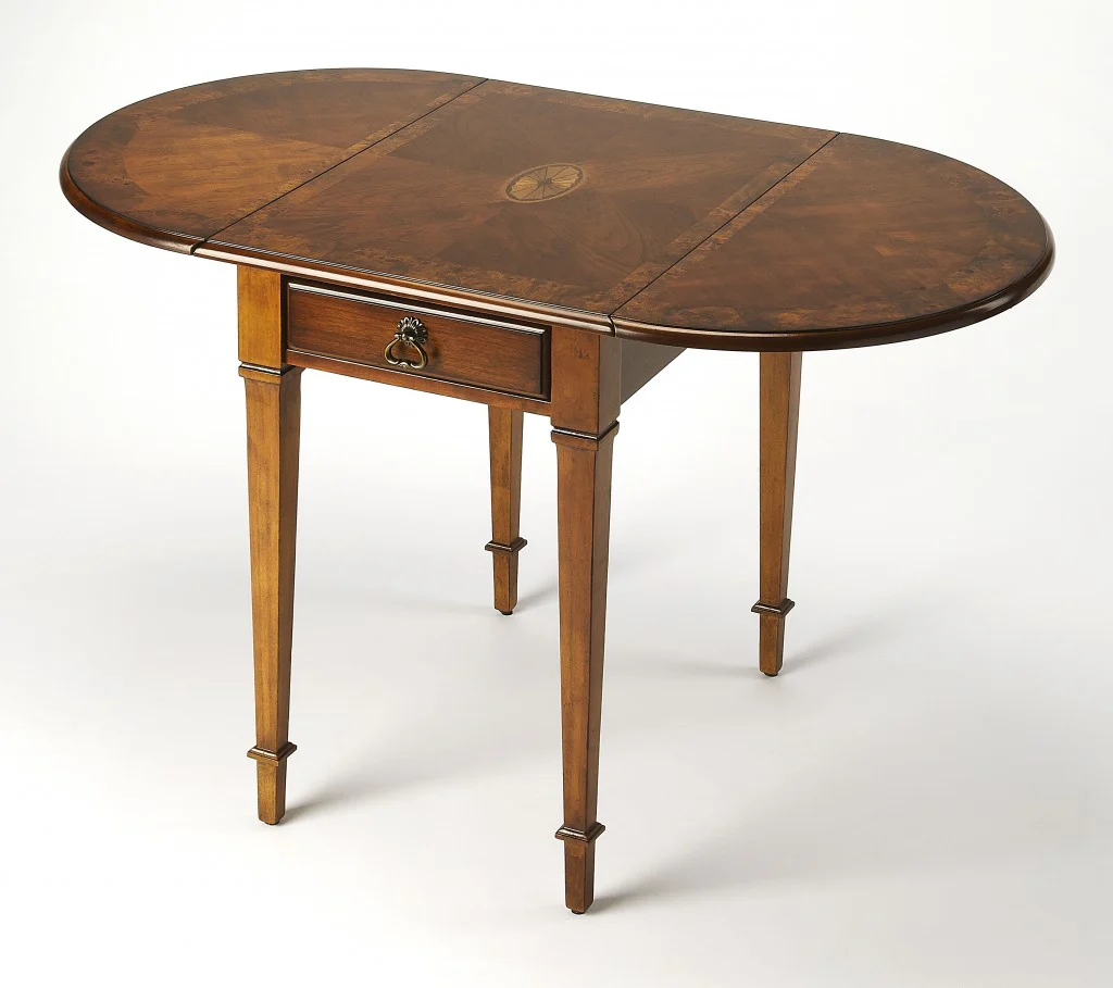 Olive Ash Burl Pembroke Table By Homeroots - Image 2