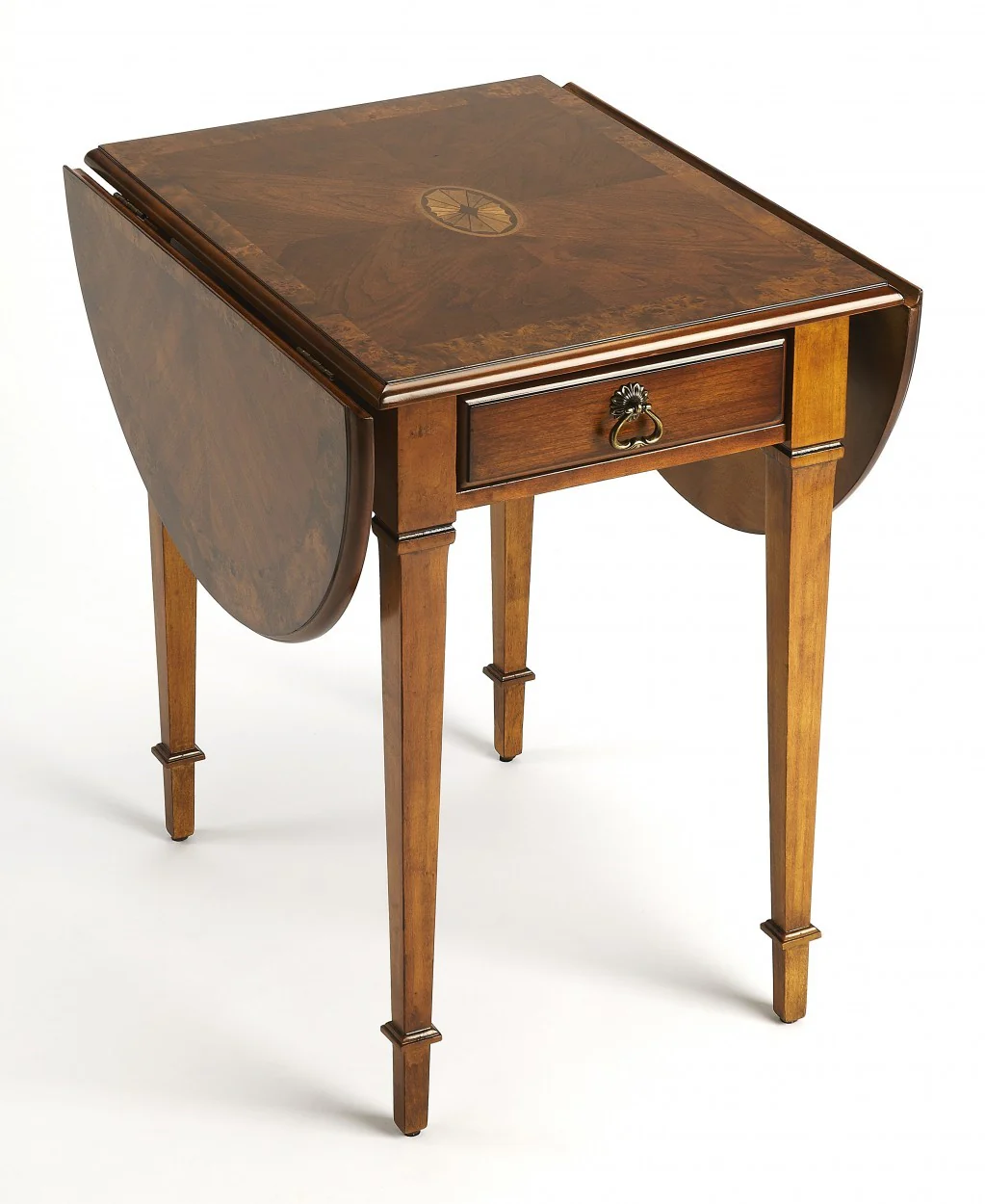 Olive Ash Burl Pembroke Table By Homeroots - Image 3