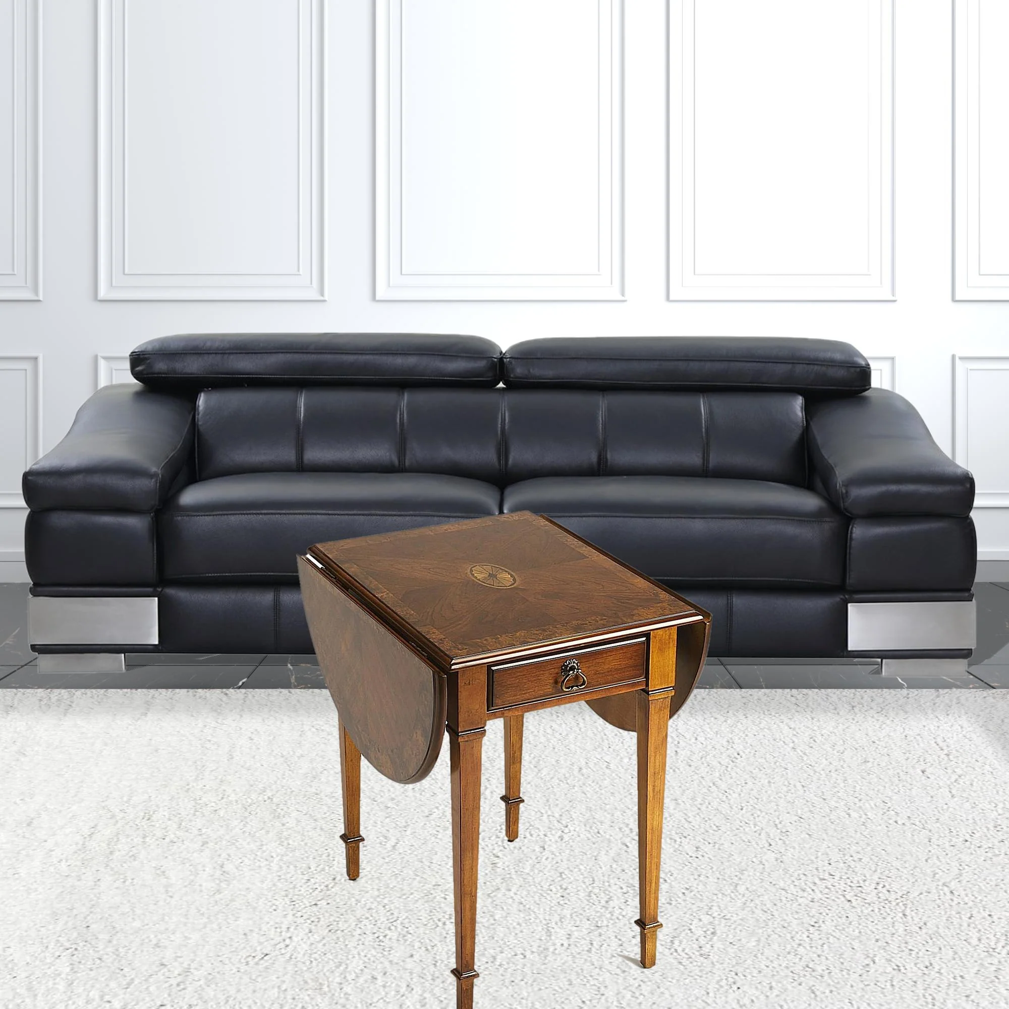 Olive Ash Burl Pembroke Table By Homeroots - Image 4