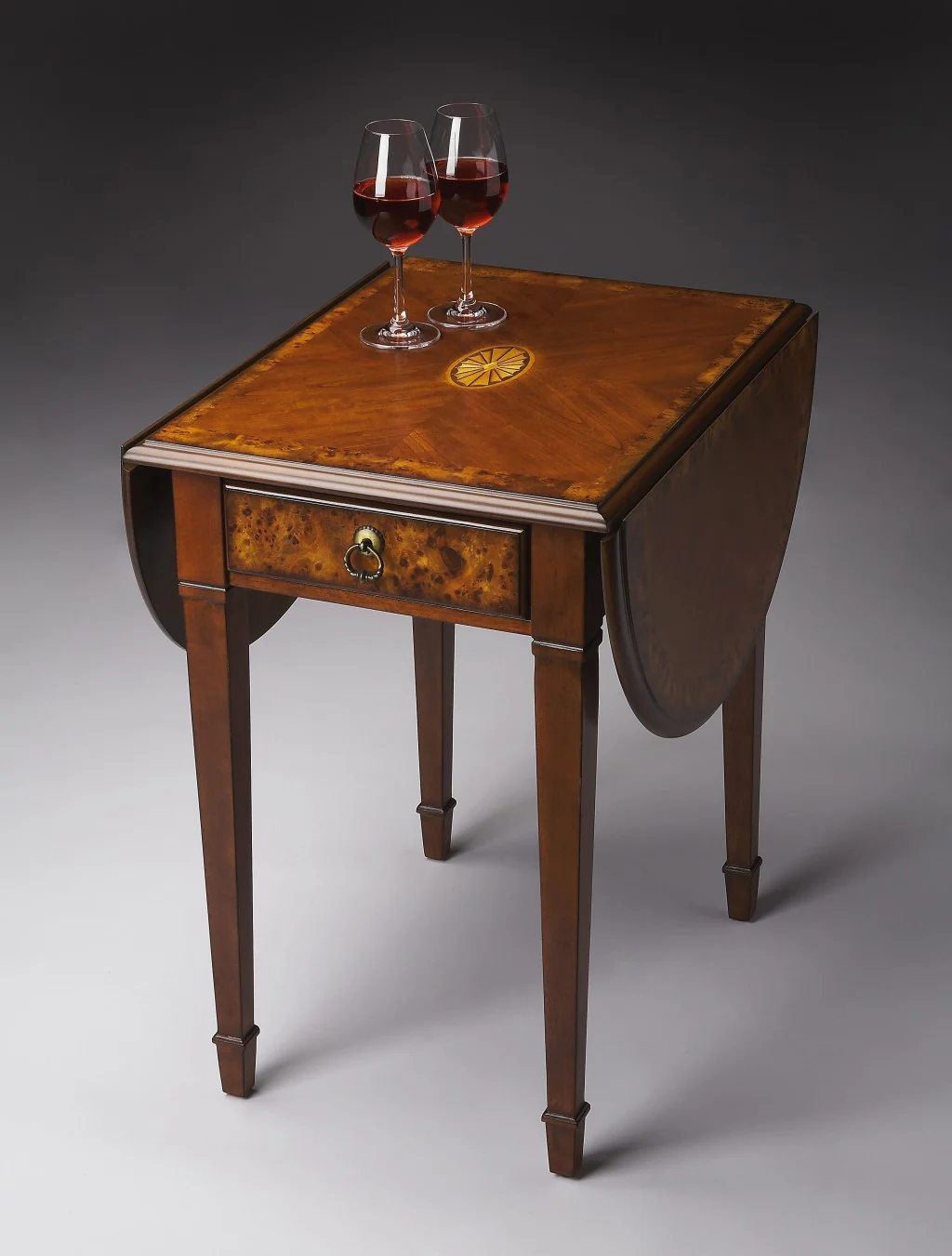 Olive Ash Burl Pembroke Table By Homeroots - Image 6