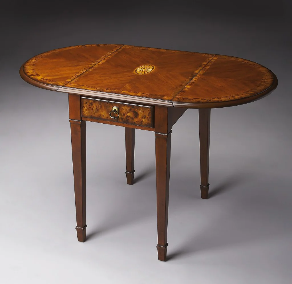 Olive Ash Burl Pembroke Table By Homeroots - Image 7