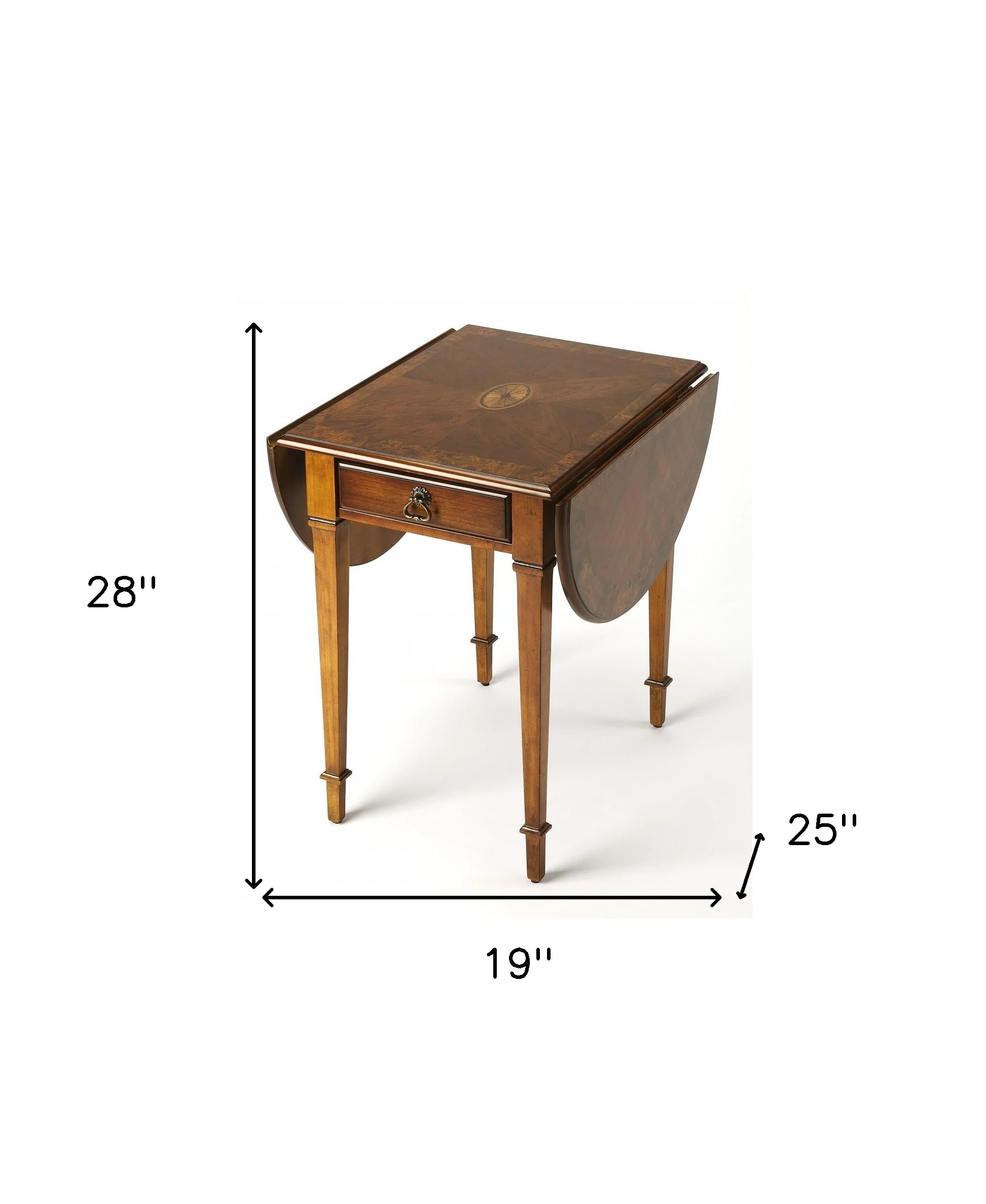 Olive Ash Burl Pembroke Table By Homeroots - Image 8