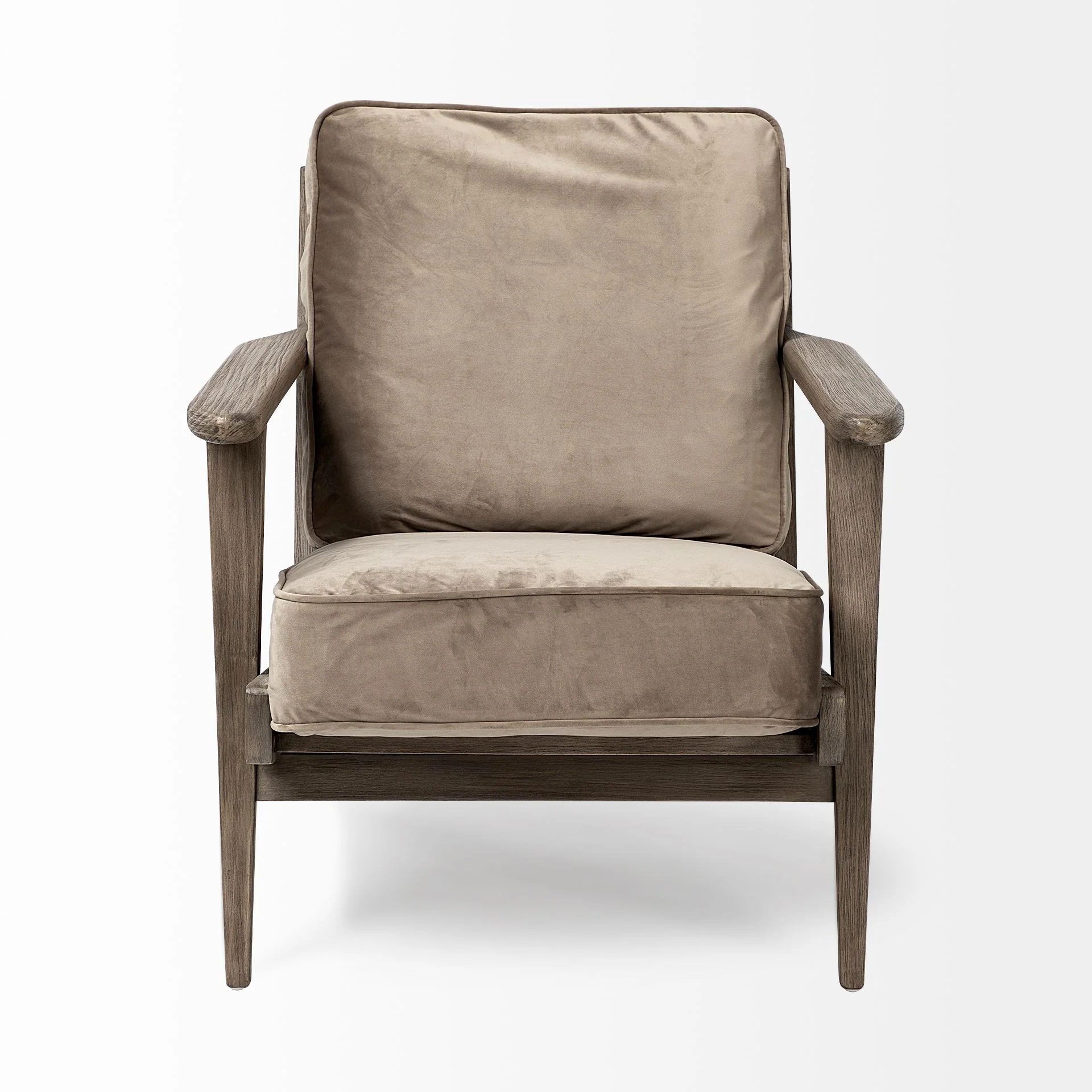 Olive Velvet Accent Chair with Covered Wooden Frame By Homeroots - Image 2