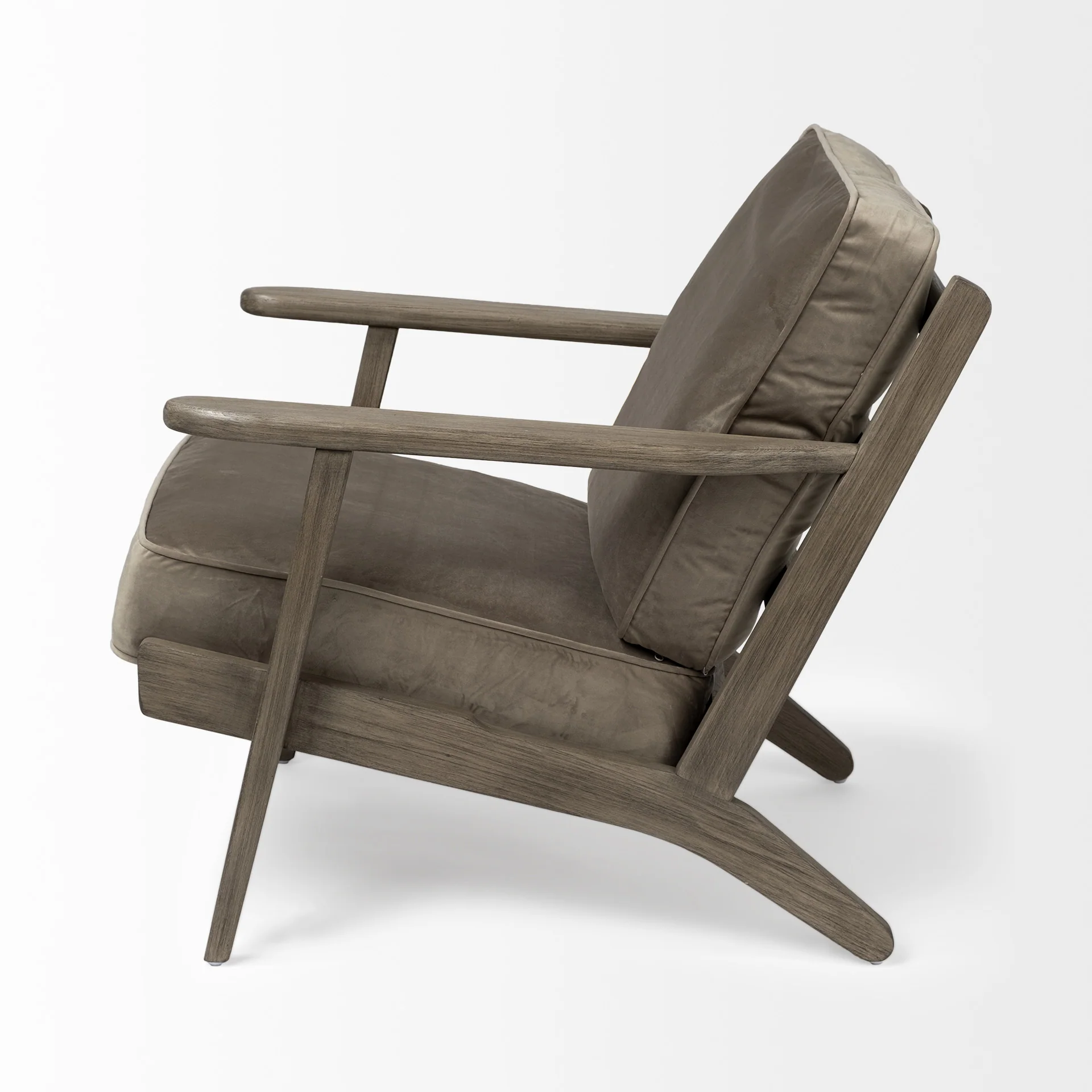 Olive Velvet Accent Chair with Covered Wooden Frame By Homeroots - Image 3