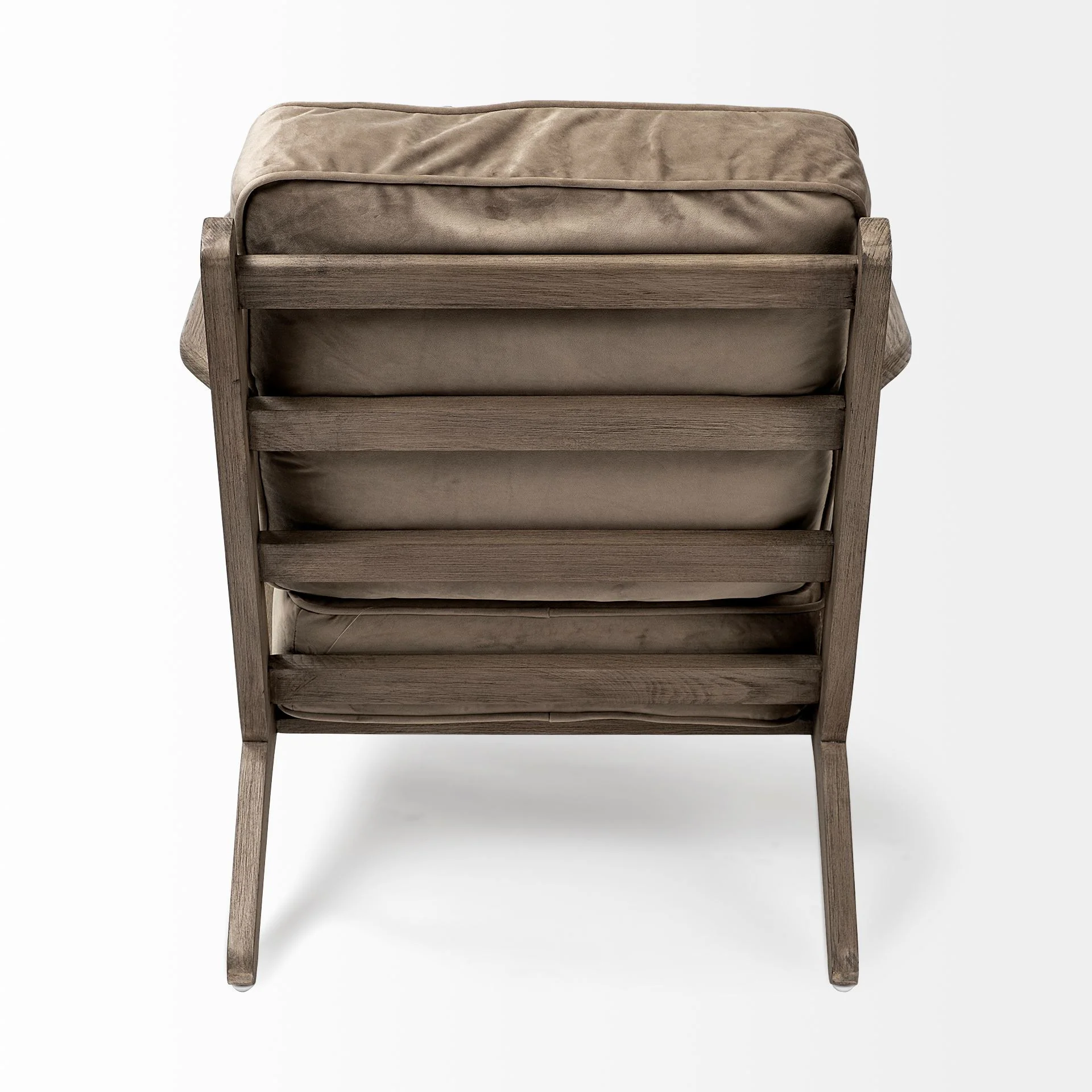 Olive Velvet Accent Chair with Covered Wooden Frame By Homeroots - Image 4
