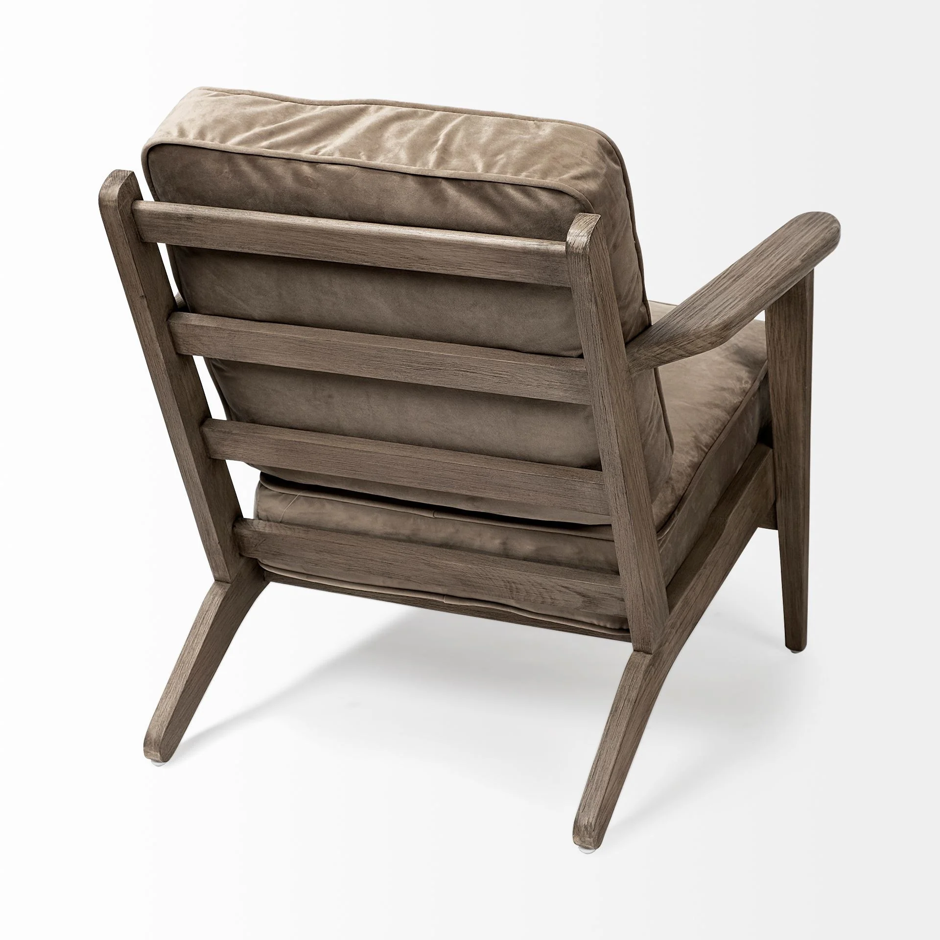 Olive Velvet Accent Chair with Covered Wooden Frame By Homeroots - Image 5