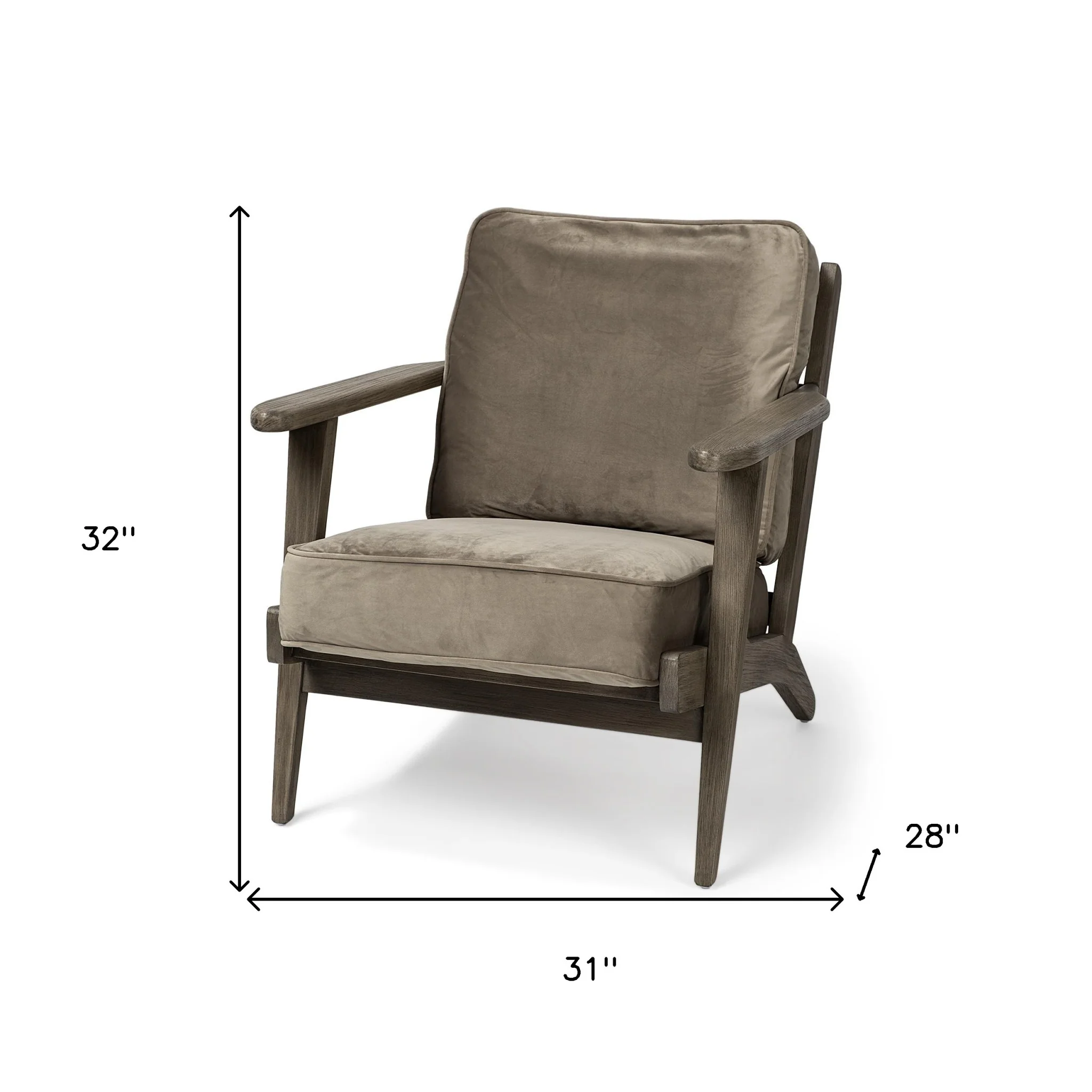 Olive Velvet Accent Chair with Covered Wooden Frame By Homeroots - Image 8