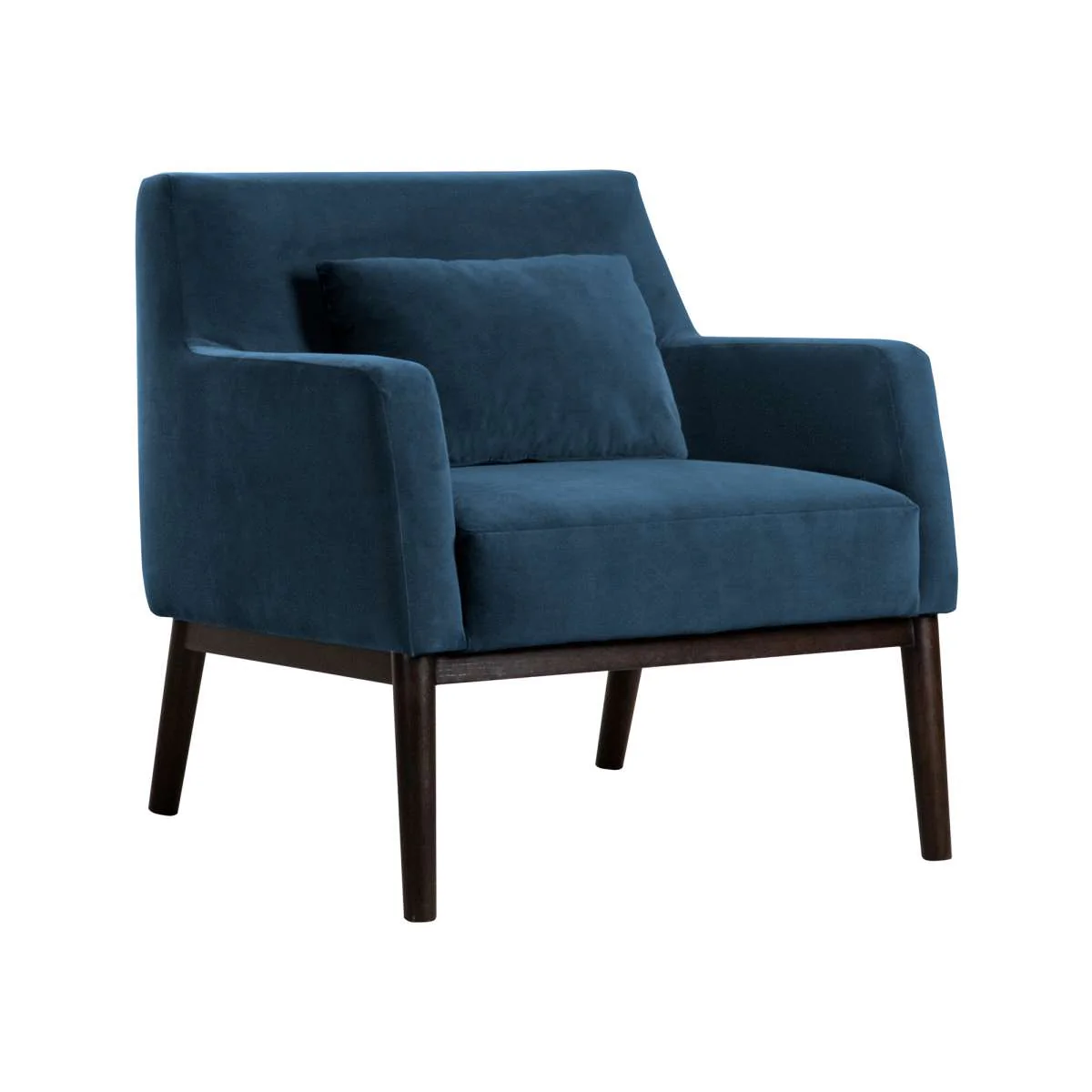 Oliver Blue Velvet Modern Accent Chair with Wood Legs By Armen Living - Image 2