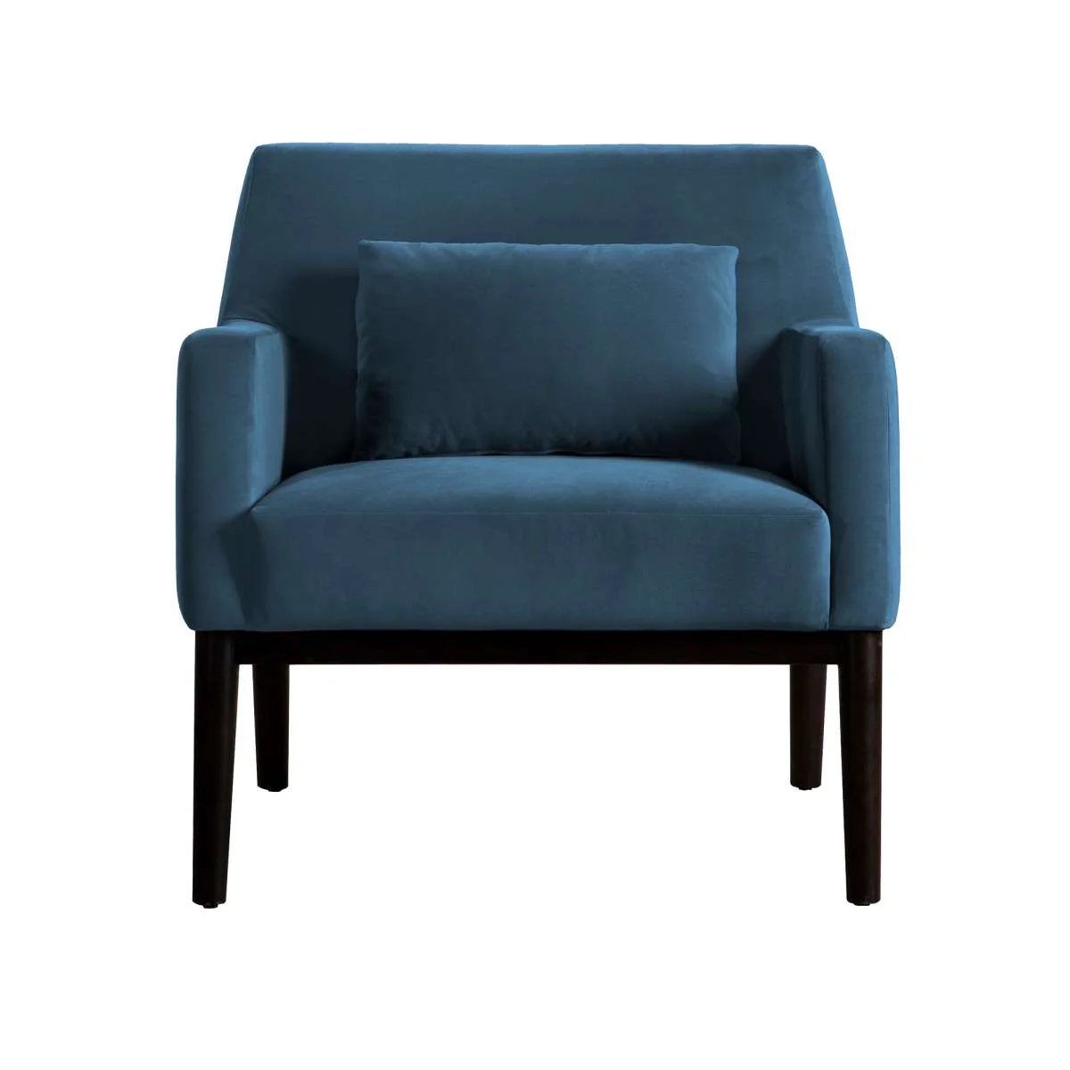 Oliver Blue Velvet Modern Accent Chair with Wood Legs By Armen Living - Image 3