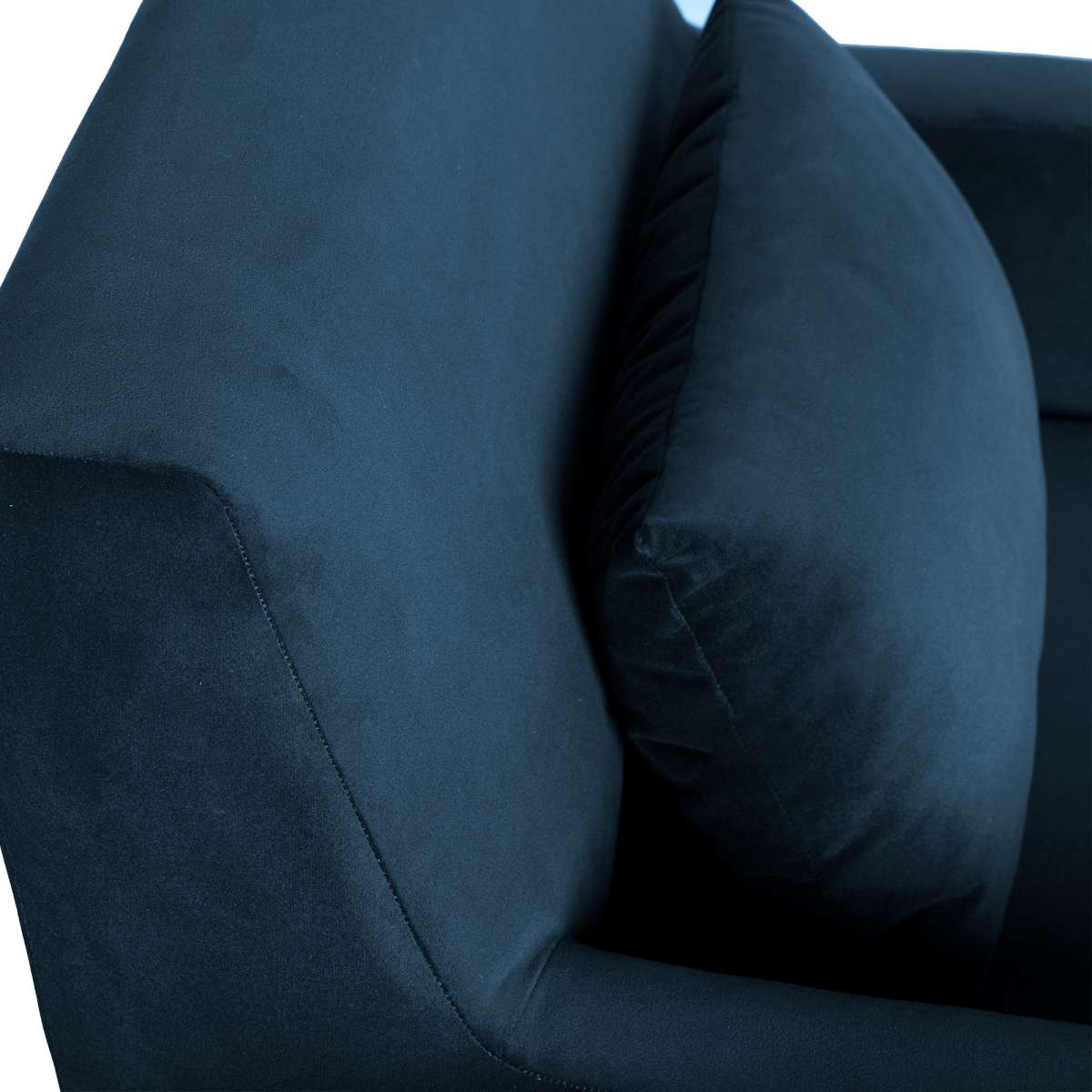 Oliver Blue Velvet Modern Accent Chair with Wood Legs By Armen Living - Image 6