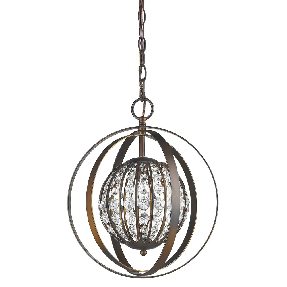 Olivia 1-Light Oil-Rubbed Bronze Crystal Globe Pendant By Homeroots - 398067 - Image 2