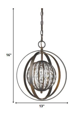 Olivia 1-Light Oil-Rubbed Bronze Crystal Globe Pendant By Homeroots - 398067 - Image 5
