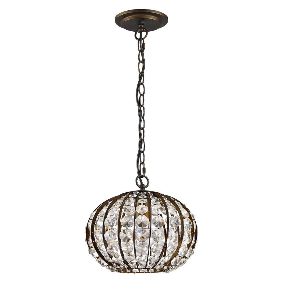 Olivia 1-Light Oil-Rubbed Bronze Crystal Globe Pendant By Homeroots - 398069 - Image 2