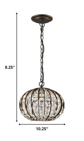 Olivia 1-Light Oil-Rubbed Bronze Crystal Globe Pendant By Homeroots - 398069 - Image 5