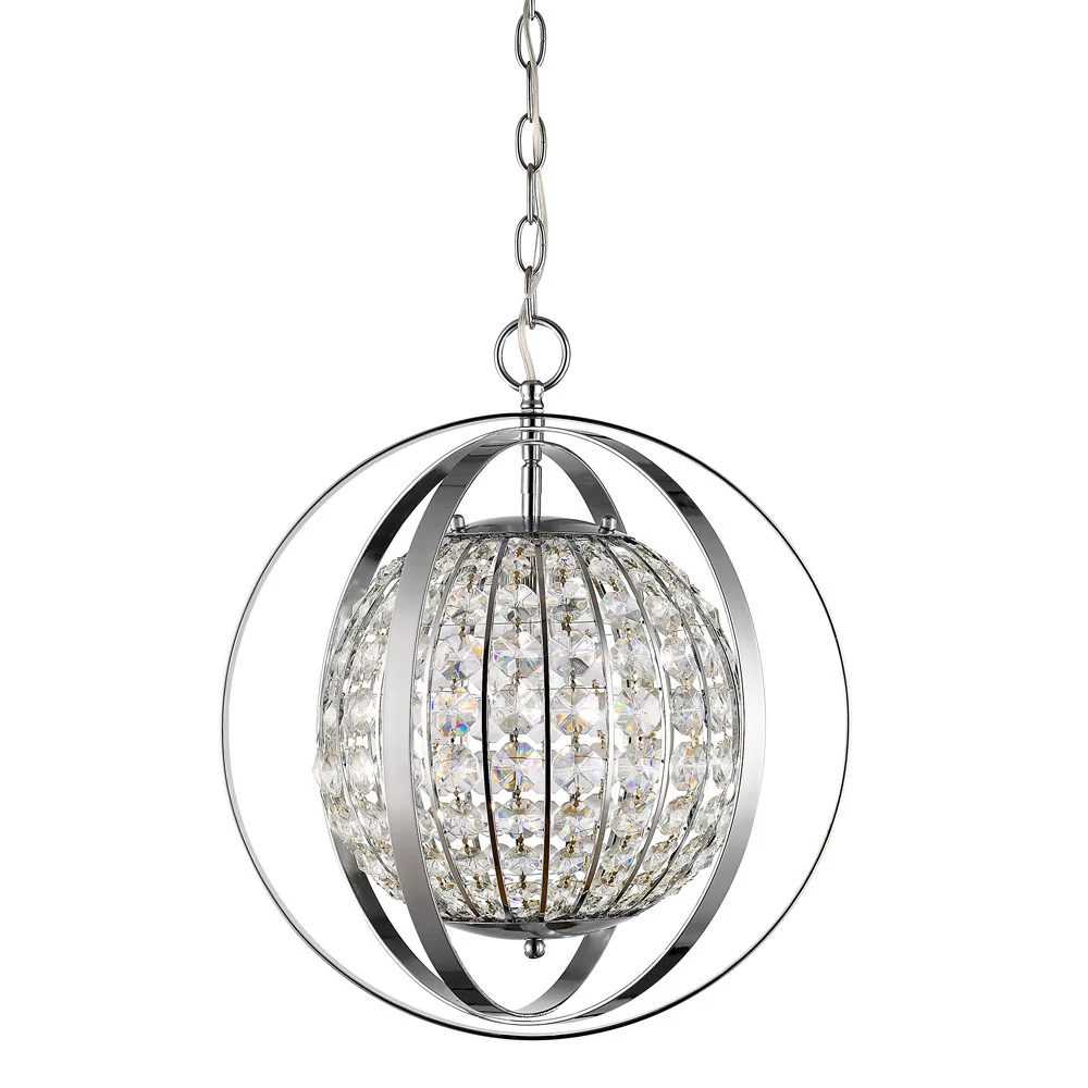Olivia 1-Light Polished Nickel Crystal Globe Pendant By Homeroots - 398064 - Image 2