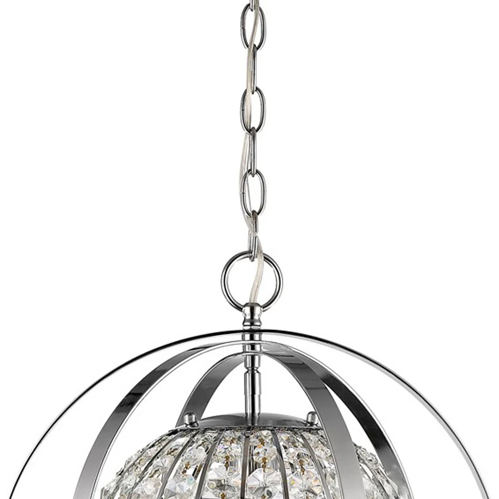 Olivia 1-Light Polished Nickel Crystal Globe Pendant By Homeroots - 398064 - Image 3