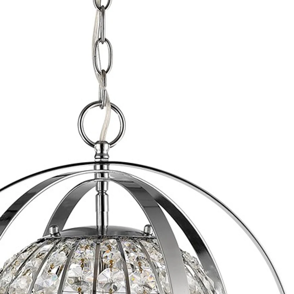 Olivia 1-Light Polished Nickel Crystal Globe Pendant By Homeroots - 398064 - Image 4