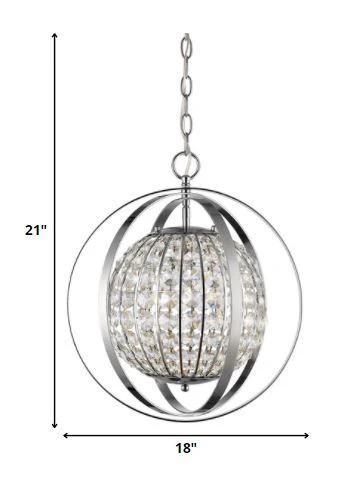Olivia 1-Light Polished Nickel Crystal Globe Pendant By Homeroots - 398064 - Image 5