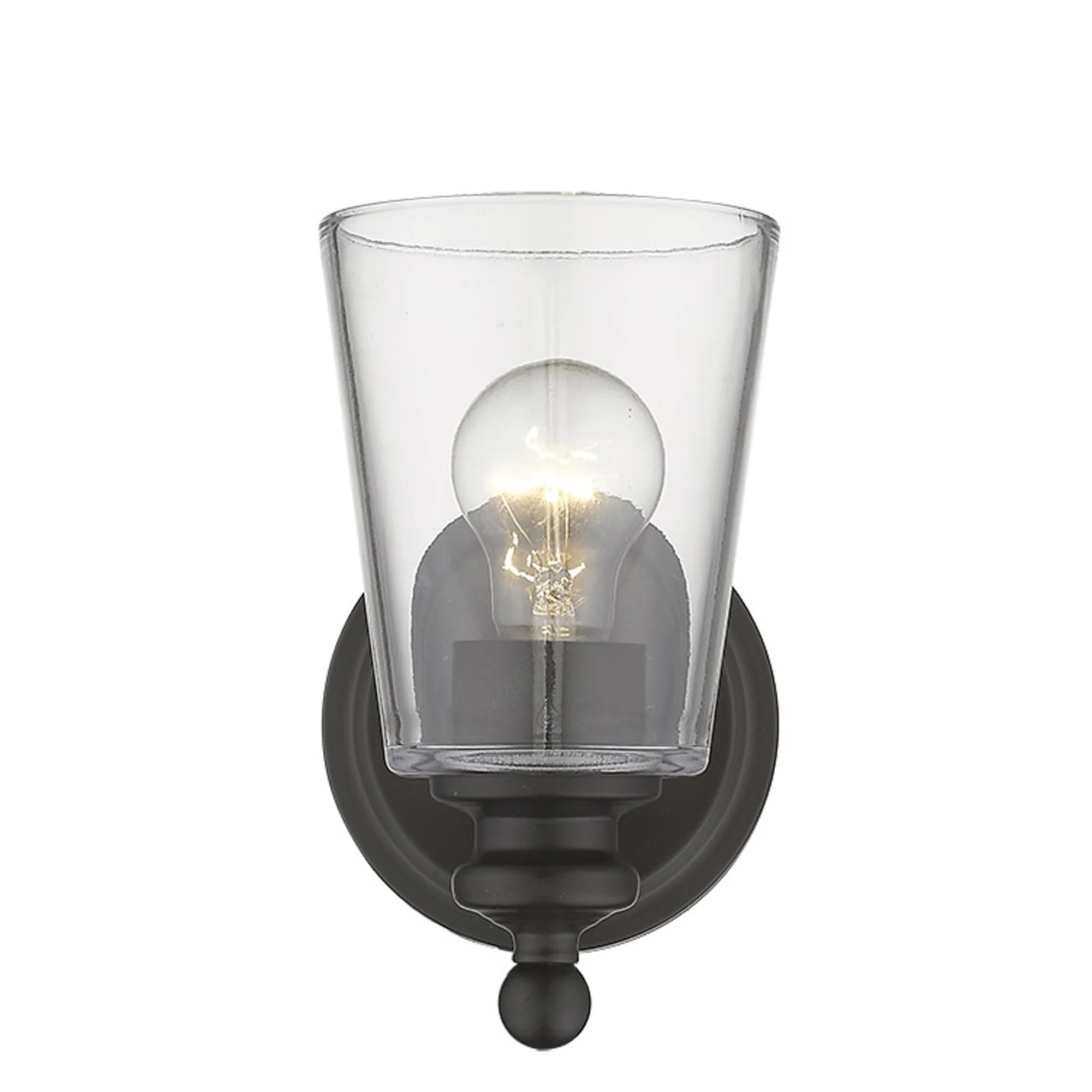 One Light Antique Bronze Glass Shade Wall Sconce By Homeroots - Image 4